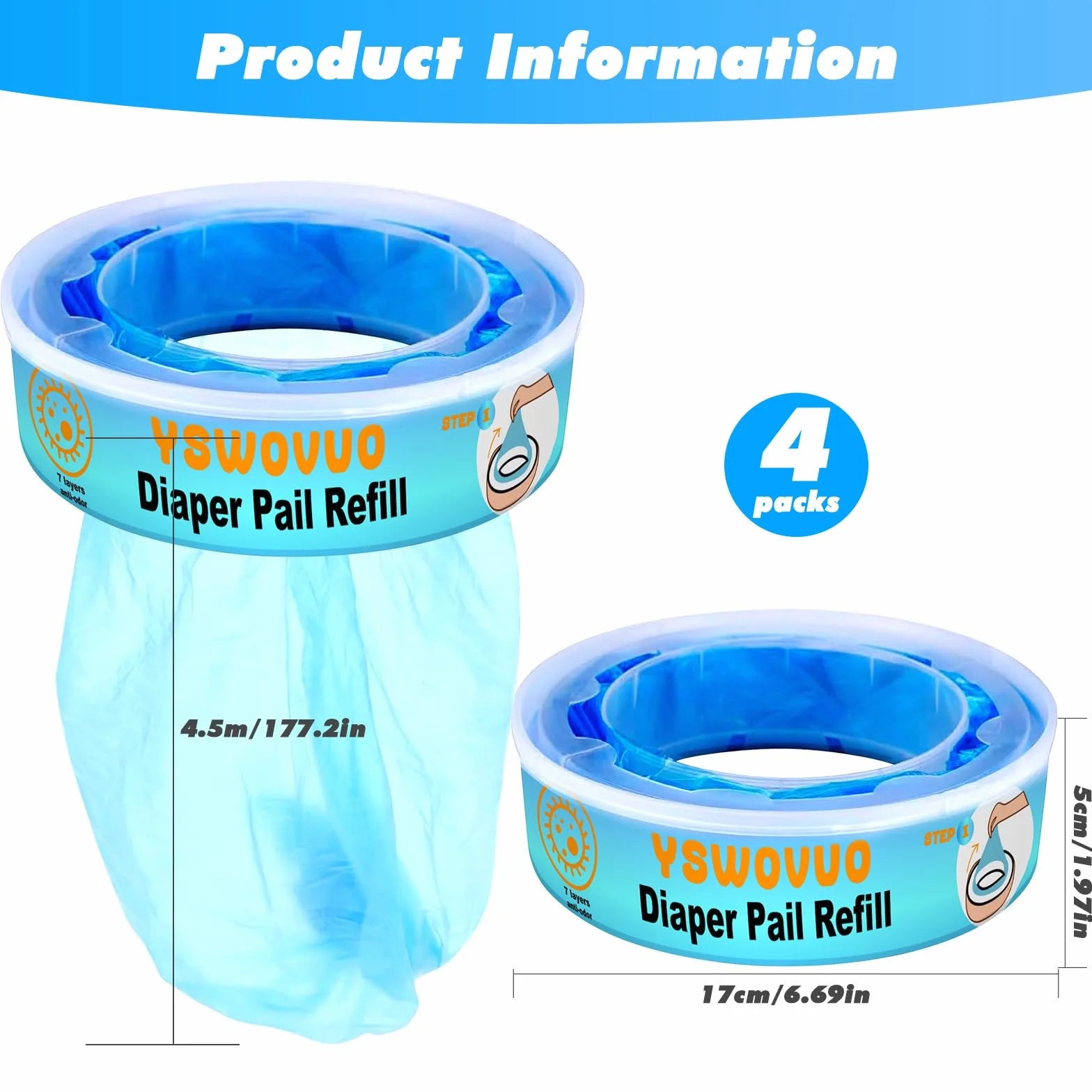 4 Sztuk Kaset Uzupełniających do Pojemników na Pieluchy Kompatybilny z Tommee Tippee Angelcare LitterLocker