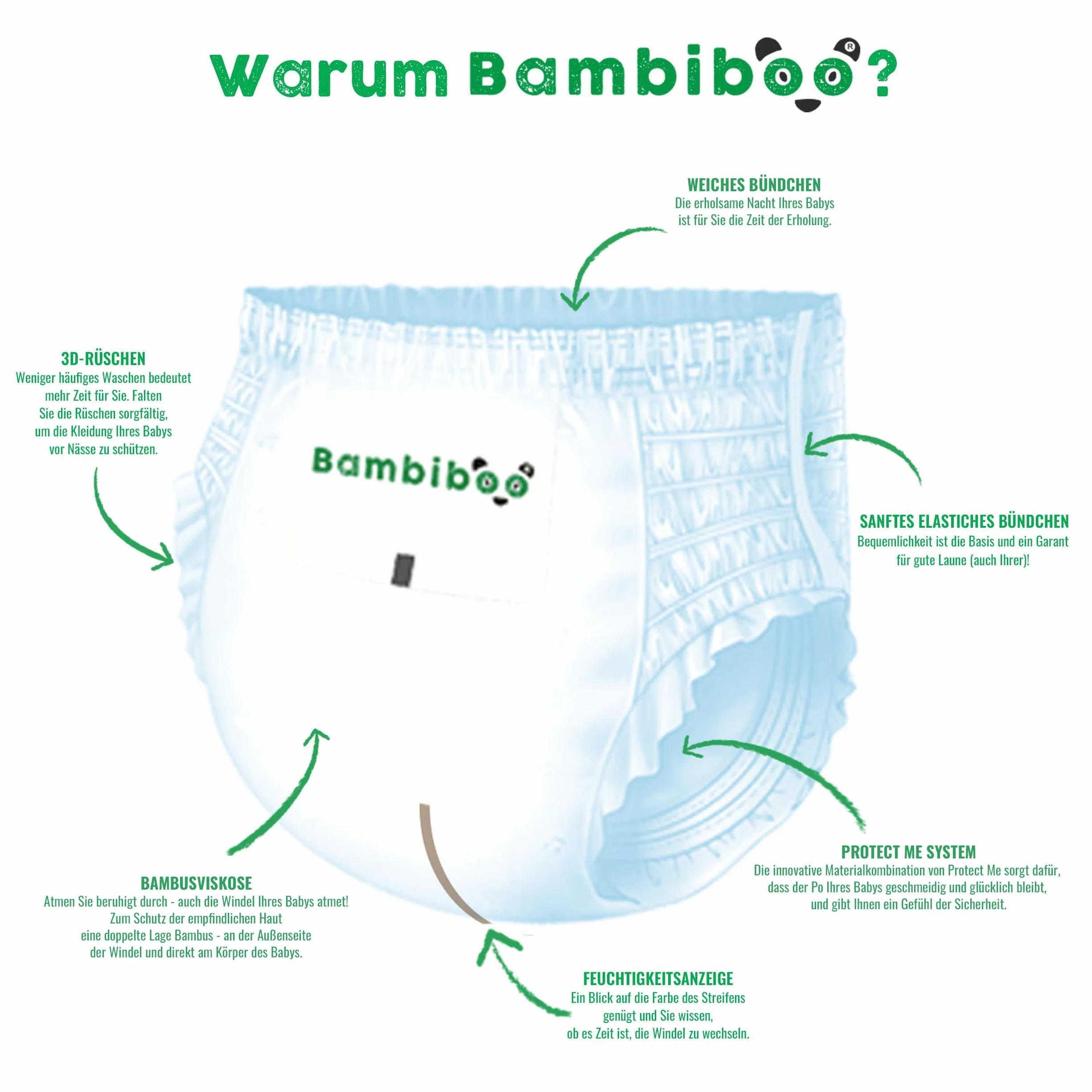 Bambiboo Jednorazowe pieluchy bambusowe - Pieluchy dla dzieci Przyjaciele skóry - Ochrona skóry - Wysoka chłonność - Rozmiar 4 (maks.), 16 sztuk