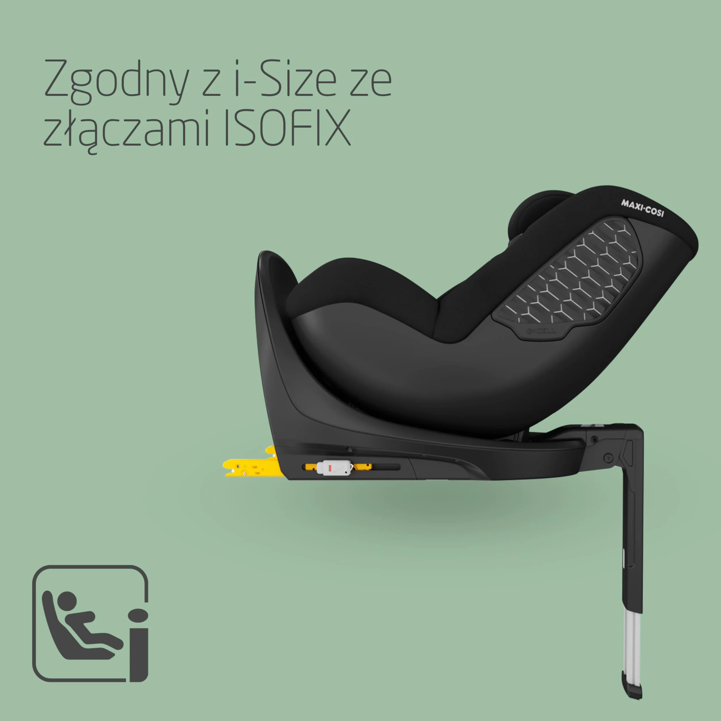Maxi-Cosi Mica 360 S Comfort, Tkaniny przepuszczające powietrze, Fotelik samochodowy obrotowy 360, 0–4 lata (40–105 cm), Obracanie FlexiSpin, 5 pozycji odchylenia, Ochrony G-CELL, Authentic Black
