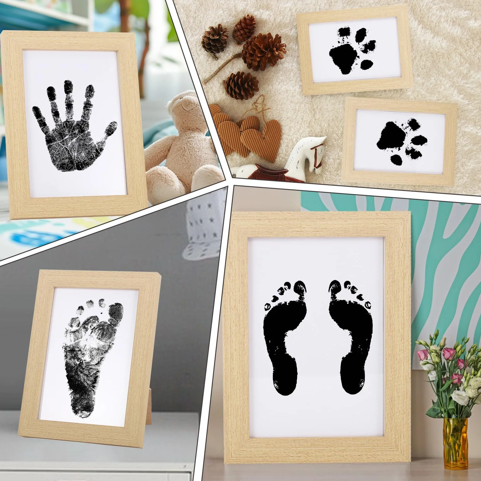 Clean Touch zestaw 10 sztuk poduszek do stempli, odcisk łapy, niemowlęta, noworodka, odciski dłoni dziecka, bez mycia, odciski palców psa, kota, dla zwierząt domowych