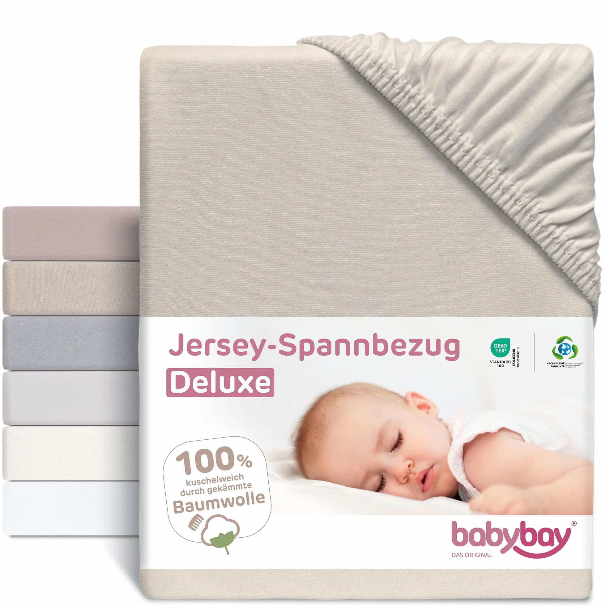 babybay Prześcieradło dżersejowe z gumką, pasuje do modelu Original, beżowe, 81 x 42 cm (1 opakowanie)
