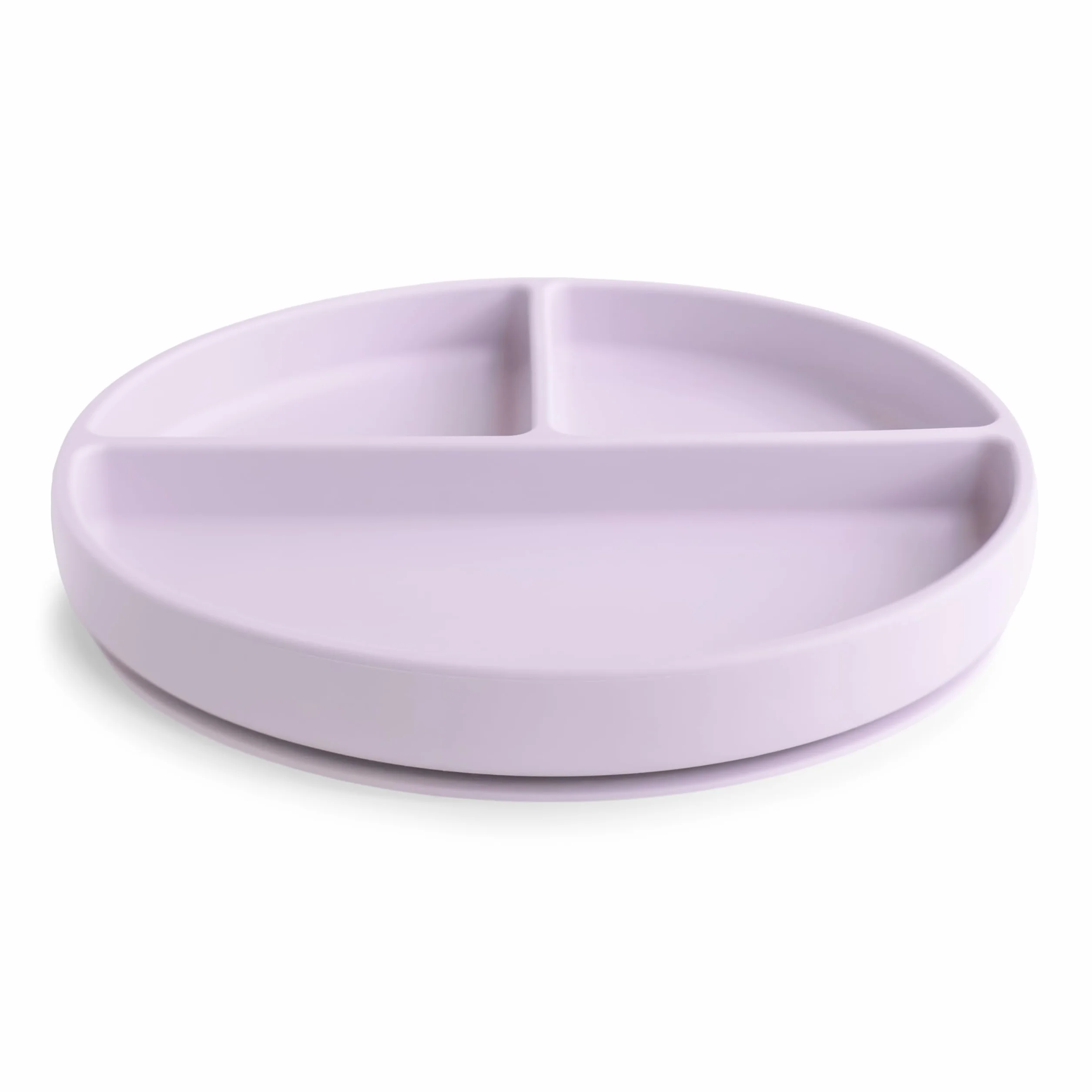 Mushie Silikonowy Talerz Podzielony z Przyssawką Antypoślizgową dla Niemowląt (Soft Lilac)