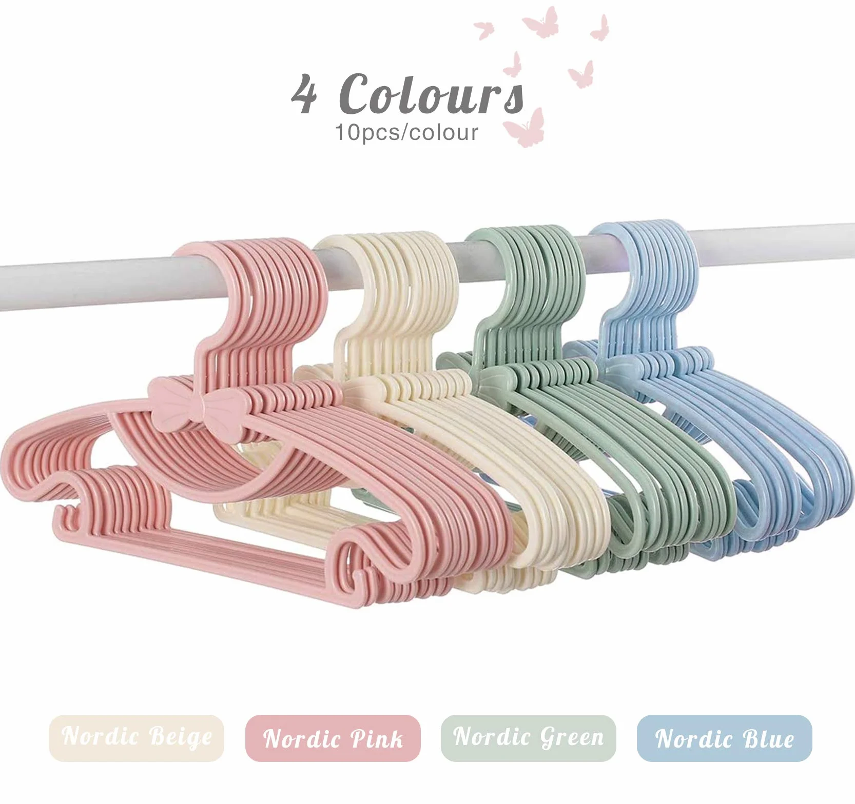 Homewit Kinder Kleiderbügel Set 40 Stück Babykleiderbügel 29.5cm mit Kleiderbügelketten