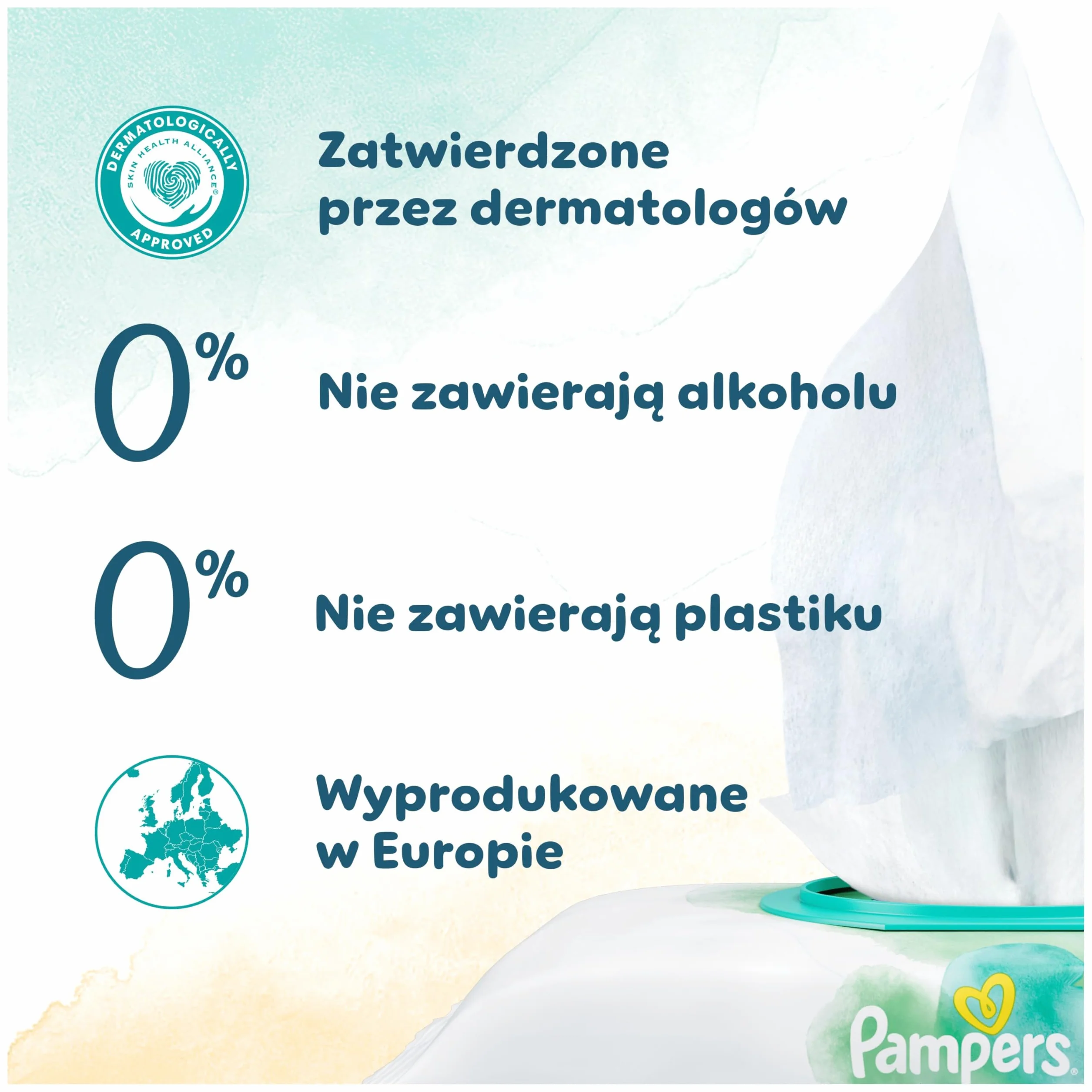 Pampers Harmonie Protect & Care Chusteczki nawilżane dla dzieci 18 opakowań = 792 chusteczek nawilżanych dla dzieci, pomagają zachować naturalne pH skóry