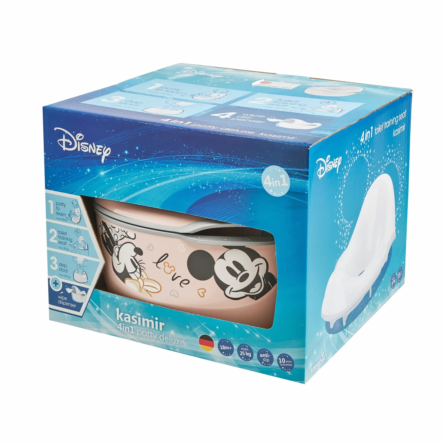 keeeper Minnie Nocnik dziecięcy deluxe 4 w 1, Nocnik + Nakładka sedesowa + Taboret + Dozownik na chusteczki nawilżane, Od ok. 18 miesięcy do ok. 4 lat, Kasimir, Różowy