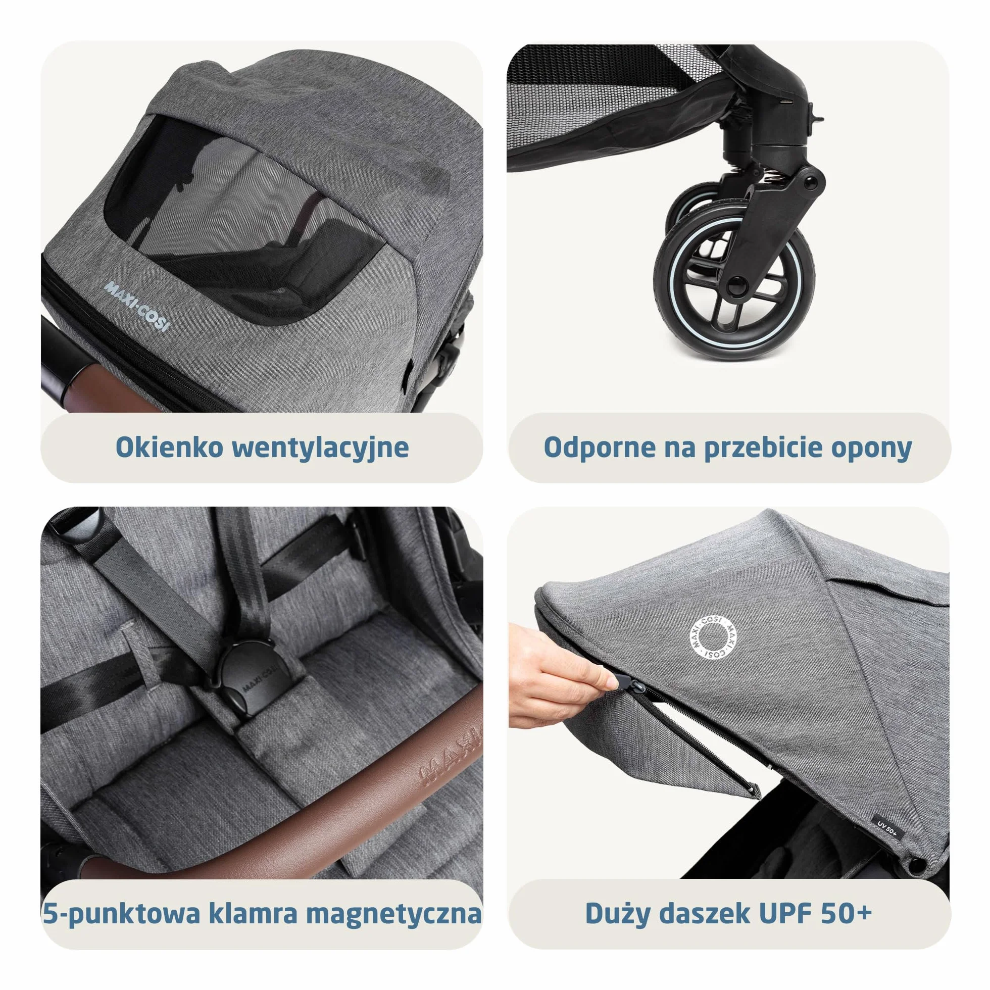 Maxi-Cosi Eva3 Wózek 0-4 Lat 0-22 Kg Lekki Kompaktowy Rozkładanie Leżącej Select Grey