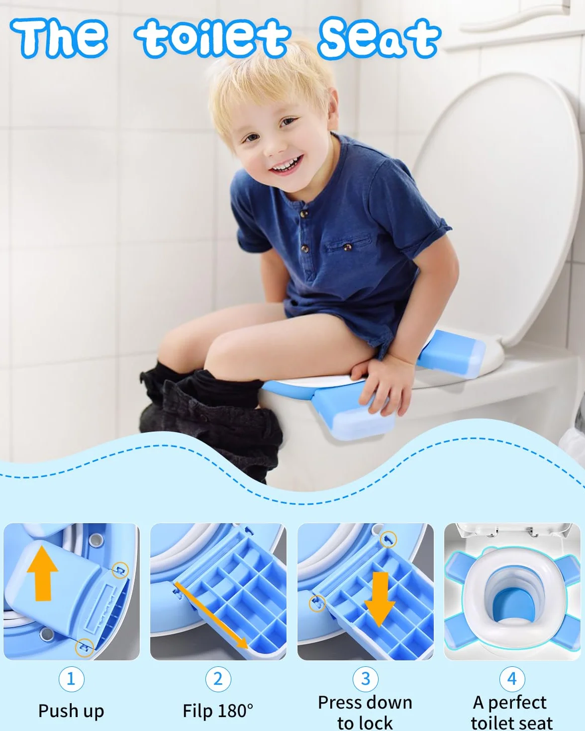 Pisuar Portatil Dzieci Składany 3 w 1,składana deska sedesowa Baby Potty, siedzisko treningowe,składana toaleta dla dzieci,do użytku wewnątrz i na podróż,z jednorazowymi wkładkami nocnikowymi