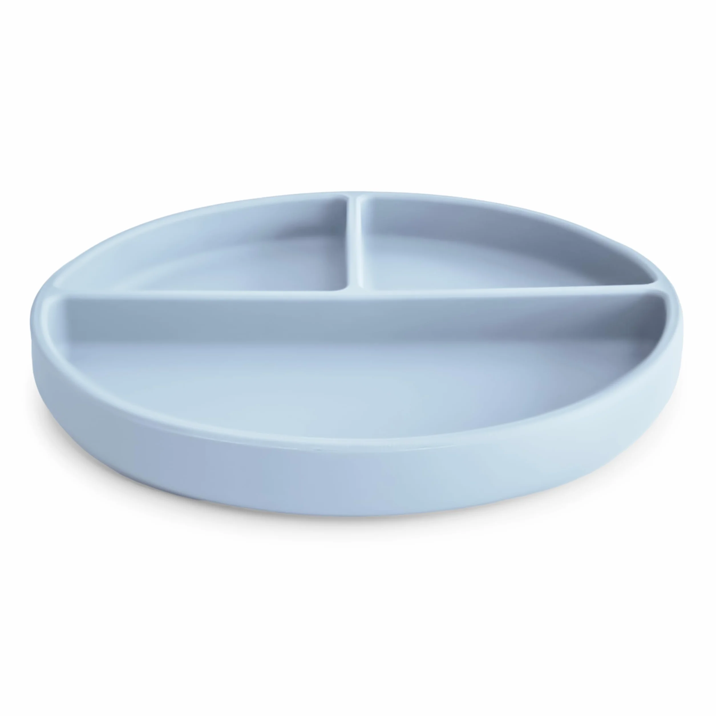 Mushie Silikonowy Talerz Podzielony z Przyssawką Antypoślizgową dla Niemowląt, Powder Blue