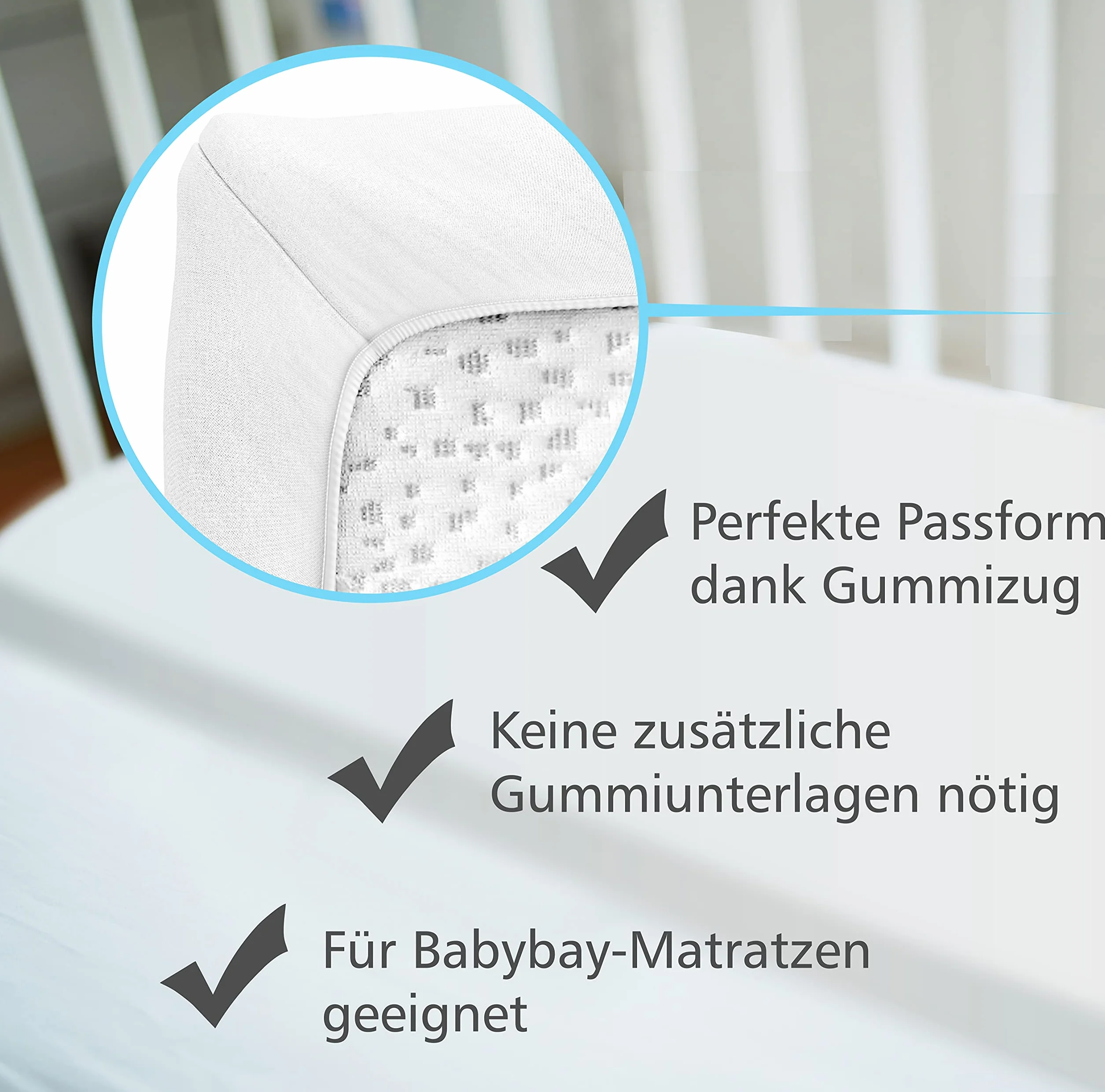 Prześcieradło z gumką Wodoszczelne 89 x 50 cm Babybay Maxi Midi Boxspring Comfort Comfort Plus