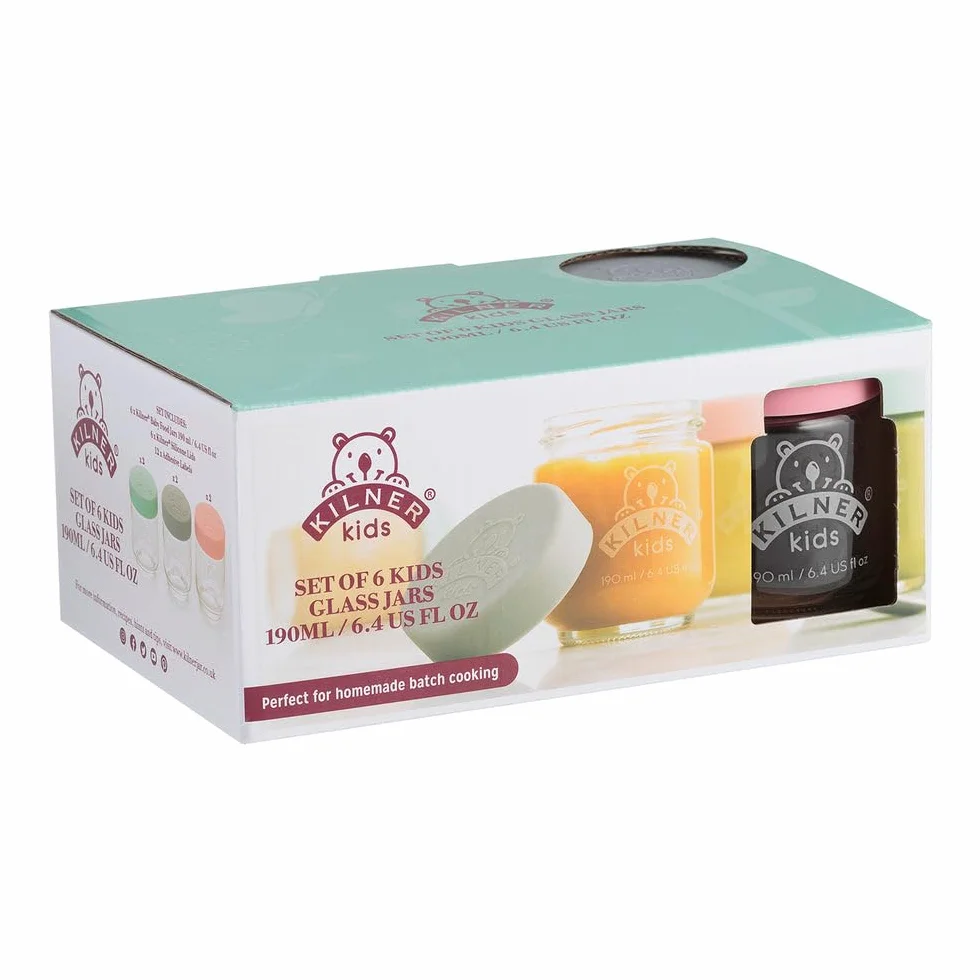 Kilner Zestaw kieliszków dla niemowląt 190 ml | 6 pojemników na owsiankę dla niemowląt | do przechowywania, zamrażania i serwowania domowych posiłków dla niemowląt | wolne od substancji szkodliwych i