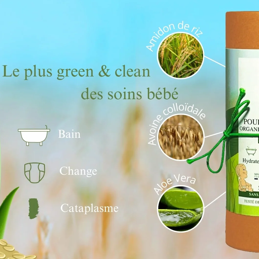 Proszek dla niemowląt bez talku, organiczny proszek do pielęgnacji niemowląt 3 w 1, 50 g, wymiana, kąpiel i pielęgnacja (100 g)