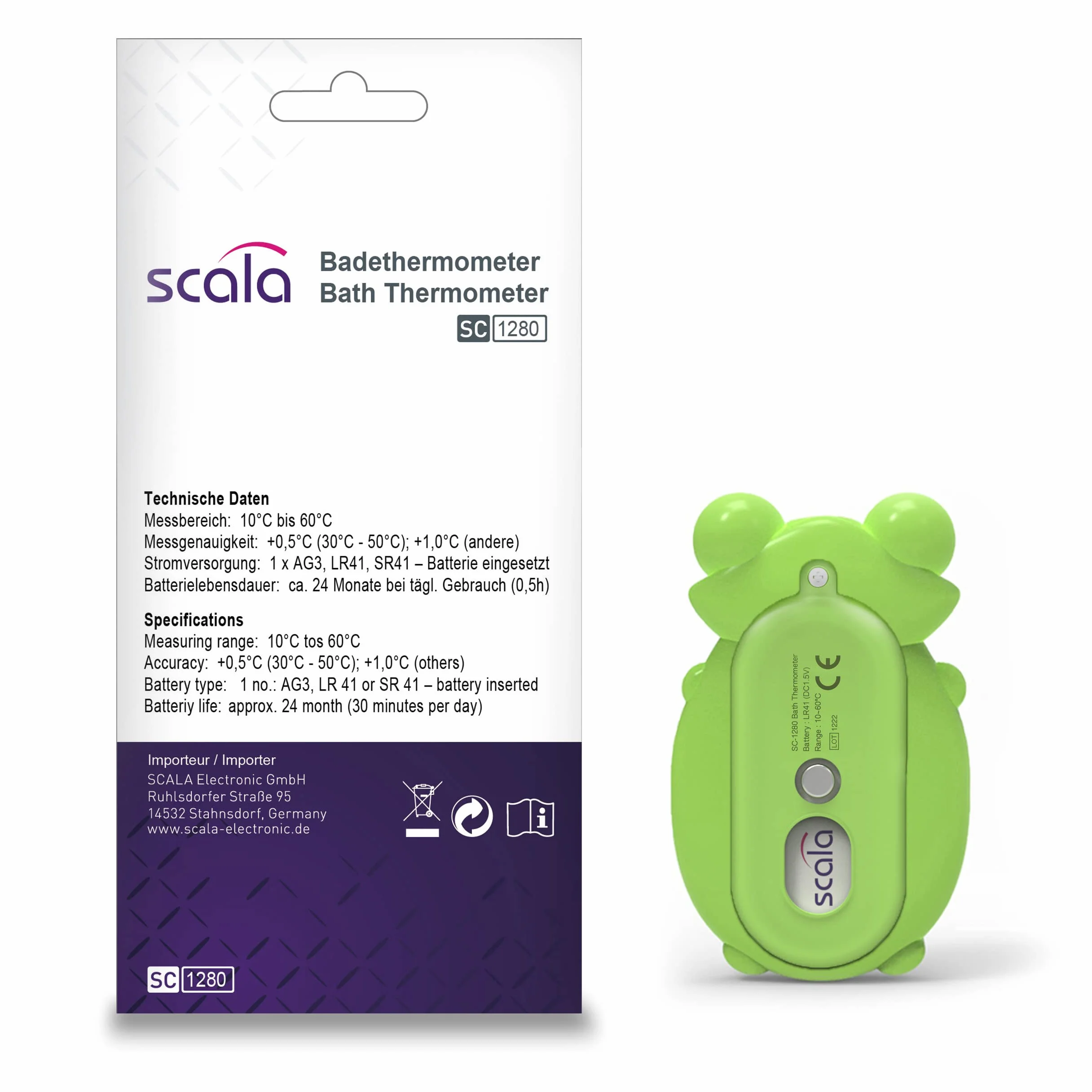 scala SC 1280 cyfrowy termometr kąpielowy, wzór żaba
