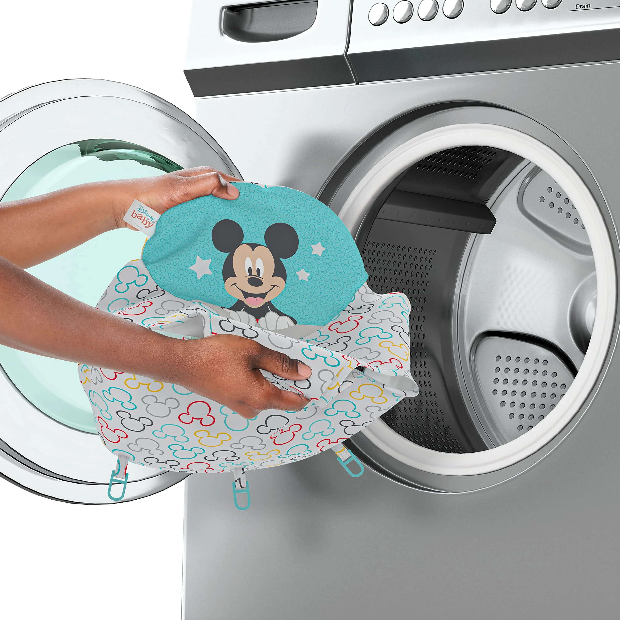 Bright Starts, Disney Baby, Myszka Miki, oryginalna bestie chodzik do aktywności 2 w 1, ze zdejmowaną stacją zabawkową ze światłami, piosenkami i dźwiękami, regulowana wysokość, łatwy do czyszczenia,