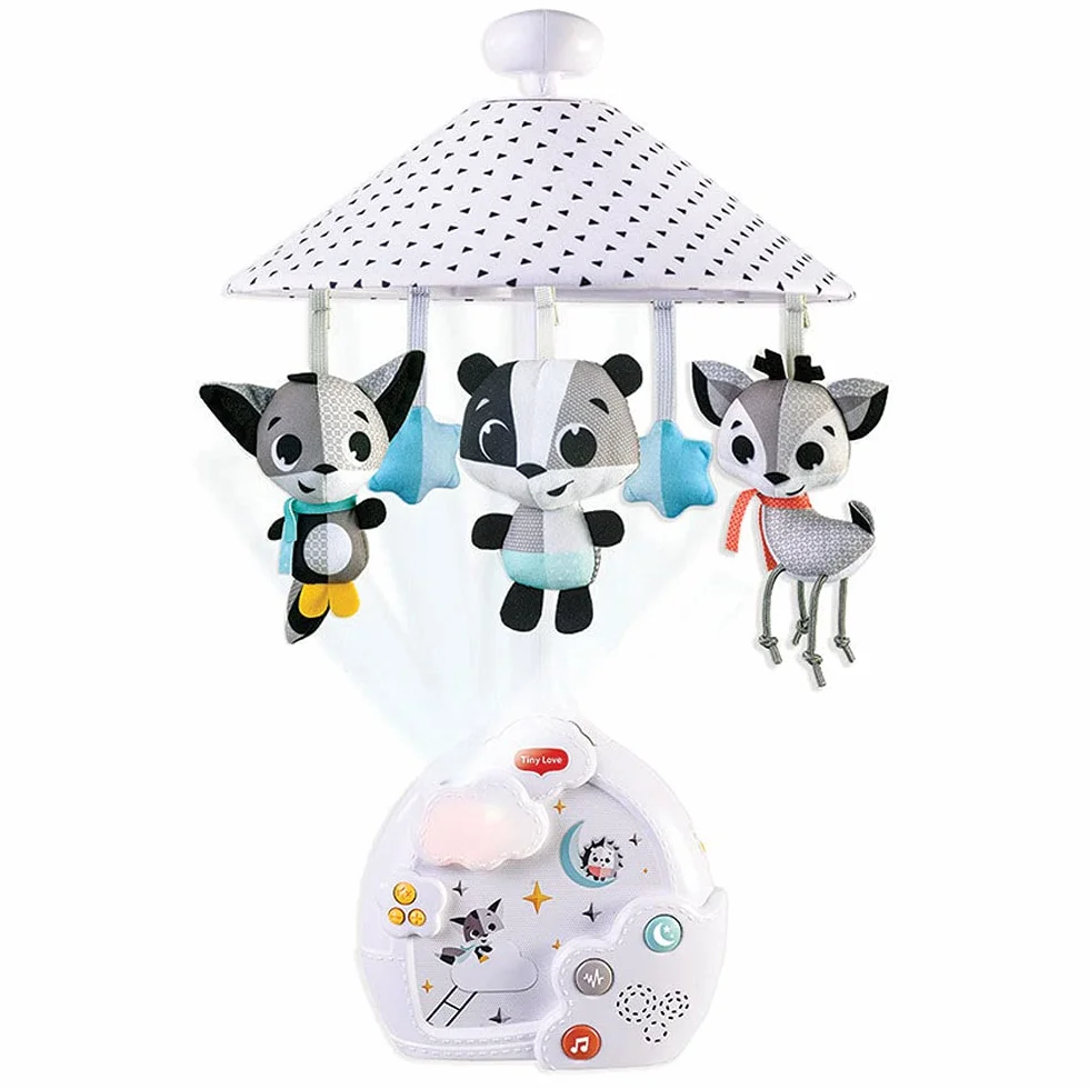 Tiny Love Magical Night 3-in-1 Projector Mobile, Karuzela z projektorem dla niemowląt, Karuzela z projektorem do łóżeczka z kojącym oświetleniem Night Light, 9 melodii, 0m +, Magical Tales
