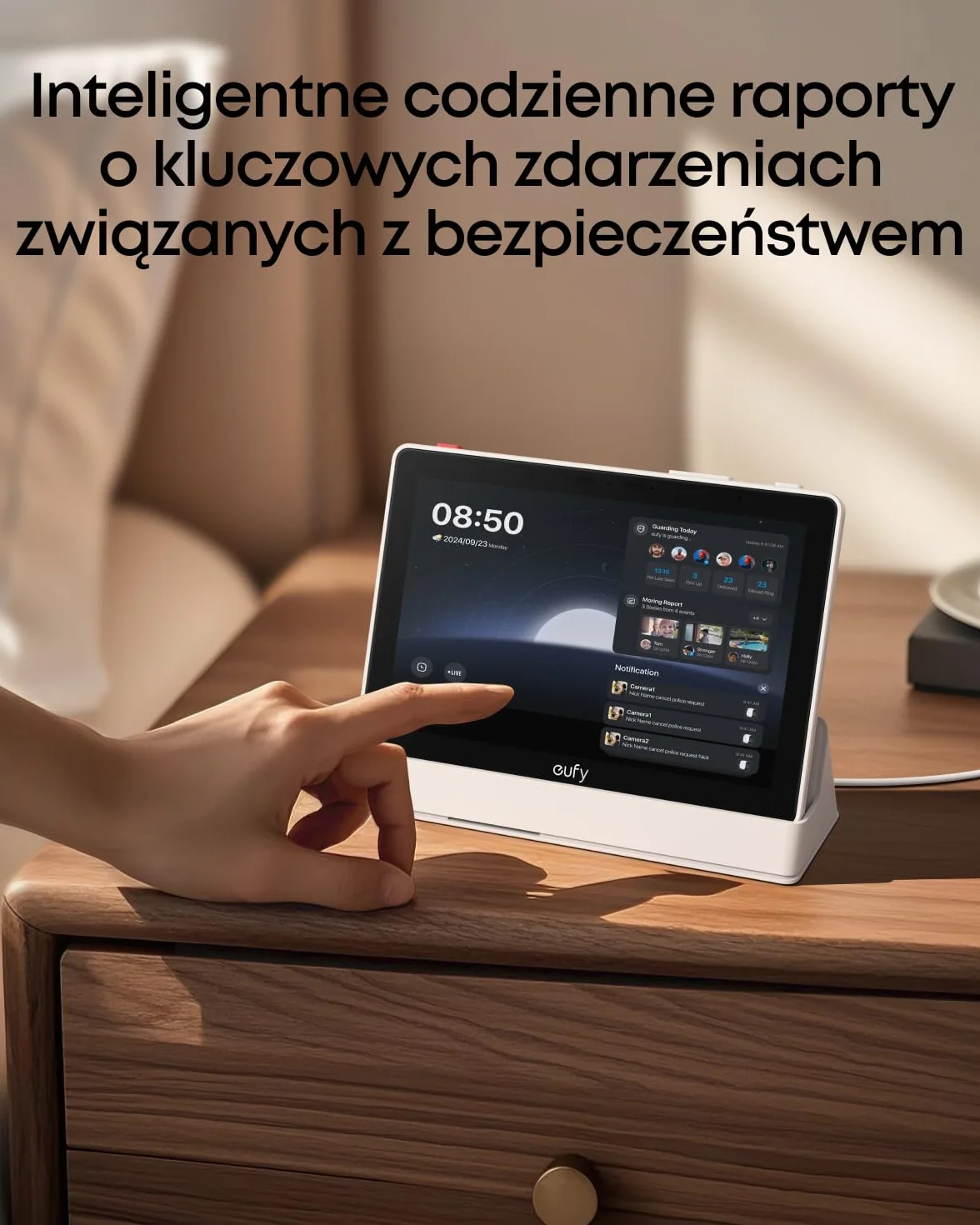 eufy Smart Display, Smart Home Hub, 8-calowy panel sterowania, Kompatybilny z urządzeniami zabezpieczającymi eufy, 4 widoki na 1 wyświetlaczu, Wiadomości w czasie rzeczywistym, Raporty dzienne