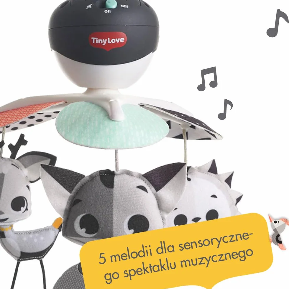 Tiny Love 3 w 1 muzyczna karuzela do łóżeczka, karuzela do wózka, uniwersalne zastosowanie dzięki 3 opcjom mocowania, 5 melodii, 30 minut odtwarzania muzyki, od urodzenia, Magical Tales