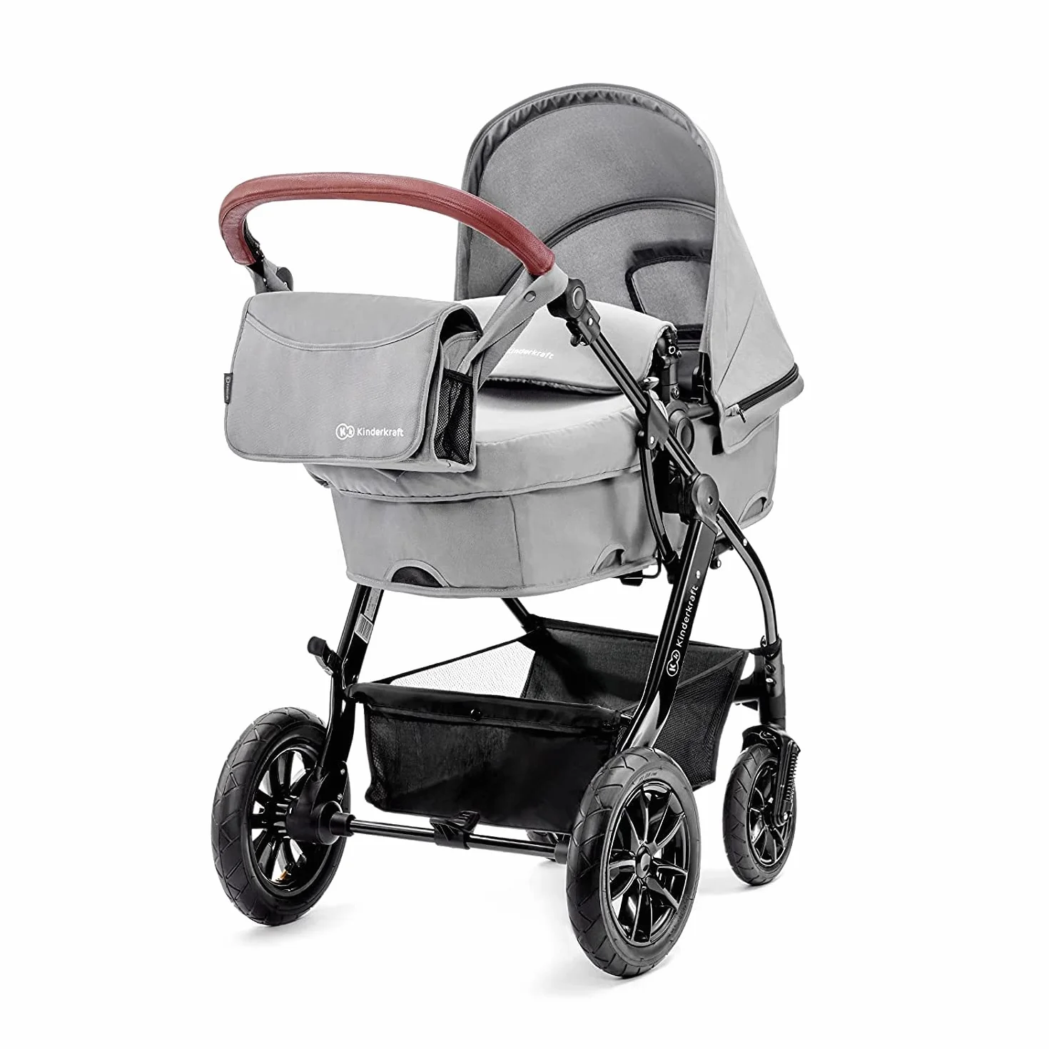 Kinderkraft MOOV 3w1 Wielofunkcyjny Wózek Dziecięcy Spacerówka Travel System Fotelik Samochodowy 22 kg Szary