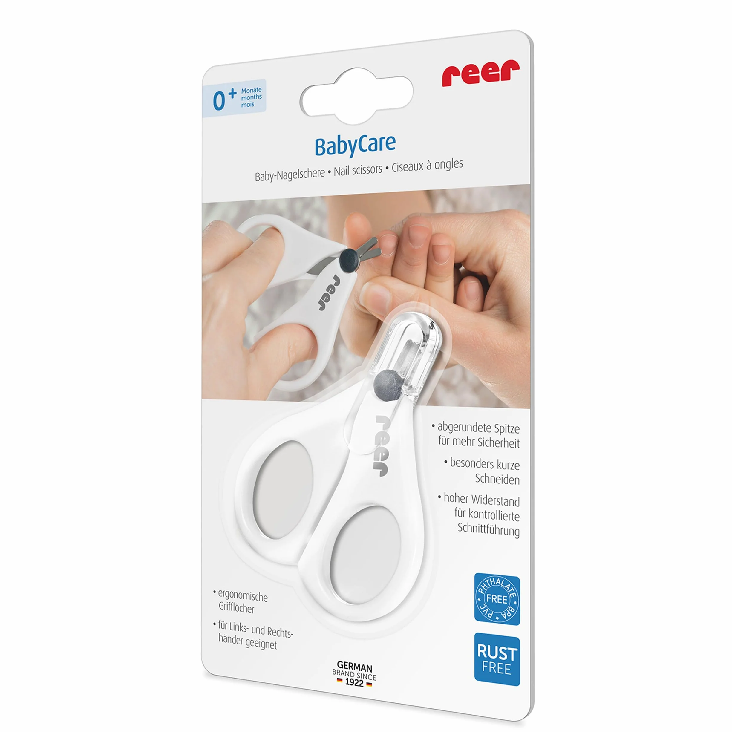 Reer 81060 BabyCare nożyczki do paznokci dla niemowląt, białe