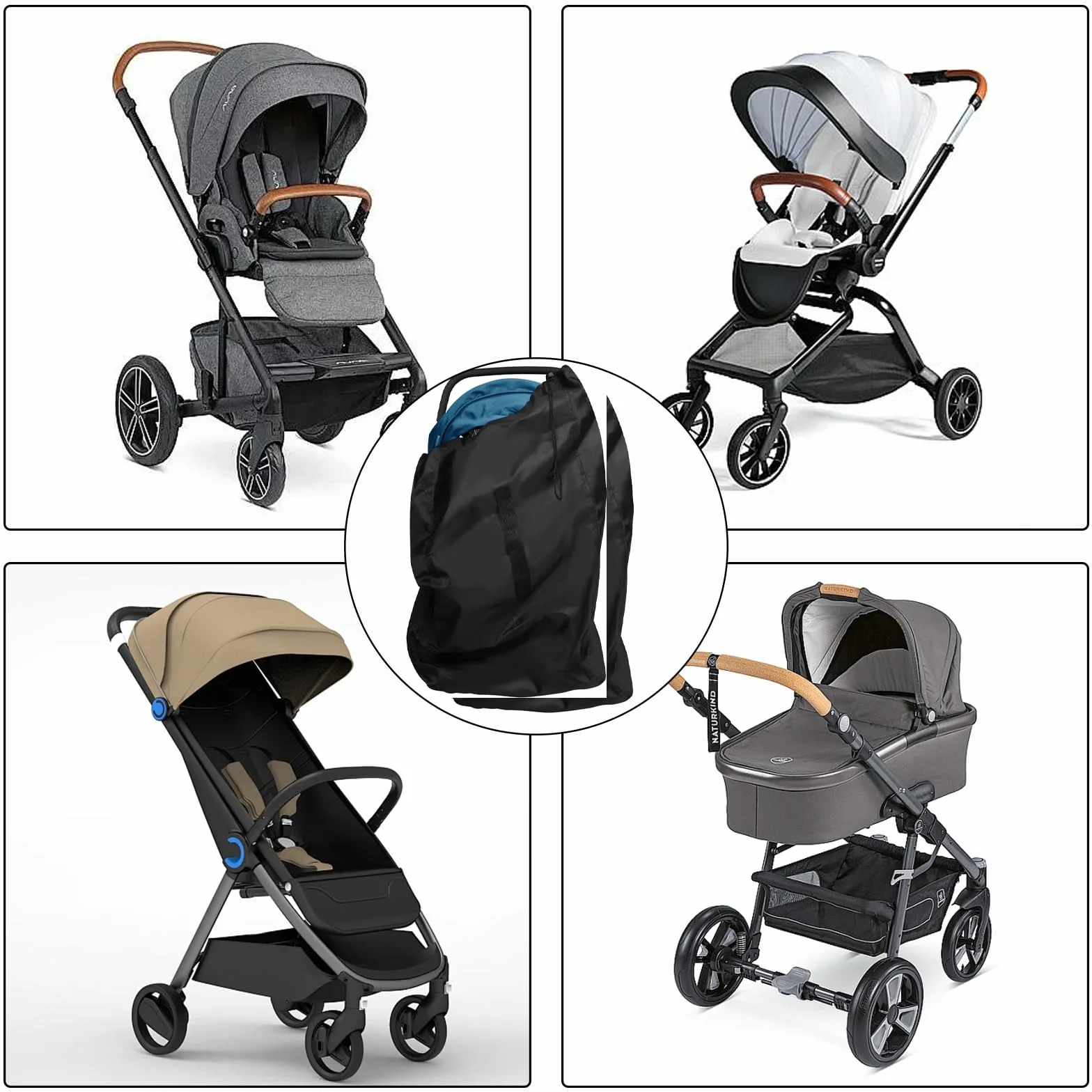 Torba transportowa do wózka dziecięcego 117 x 53 x 33 cm czarna