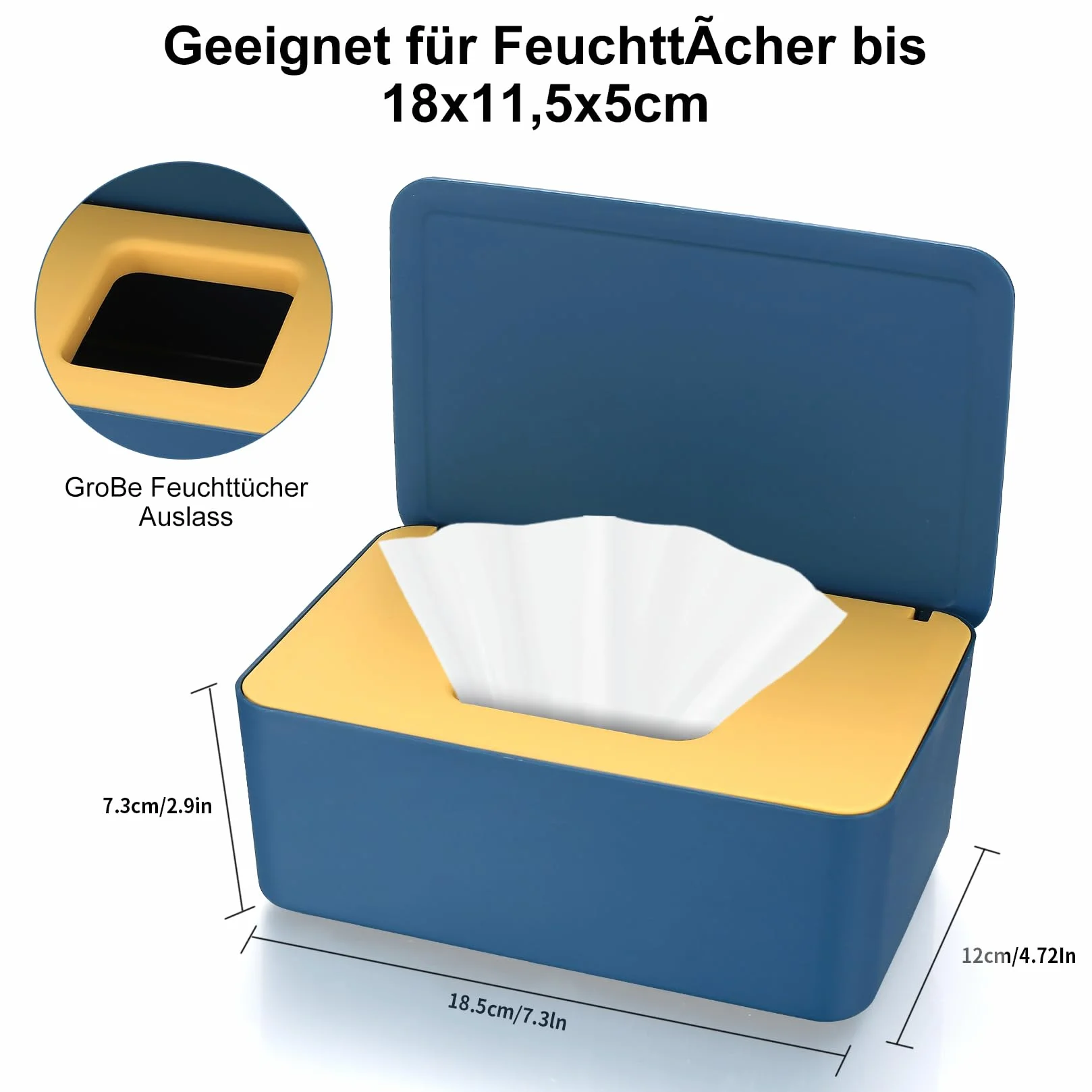 Pudełko na chusteczki nawilżane, pudełko na papier toaletowy dla niemowląt, dozownik chusteczek nawilżanych, pudełko na papier z pokrywką, dozownik chusteczek do domowego biura, niebiesko-żółty
