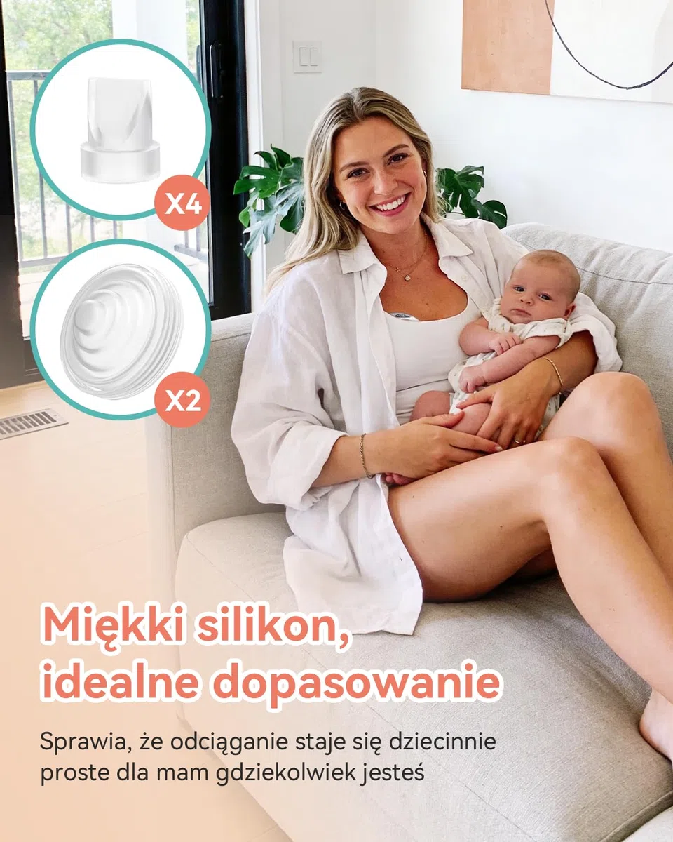 Części zamienne do laktatora Momcozy M5, w zestawie 4 silikonowe zawory z dzióbkiem kaczki i 2 silikonowymi pompkami do mleka, bez BPA, przenośne akcesoria do laktatora