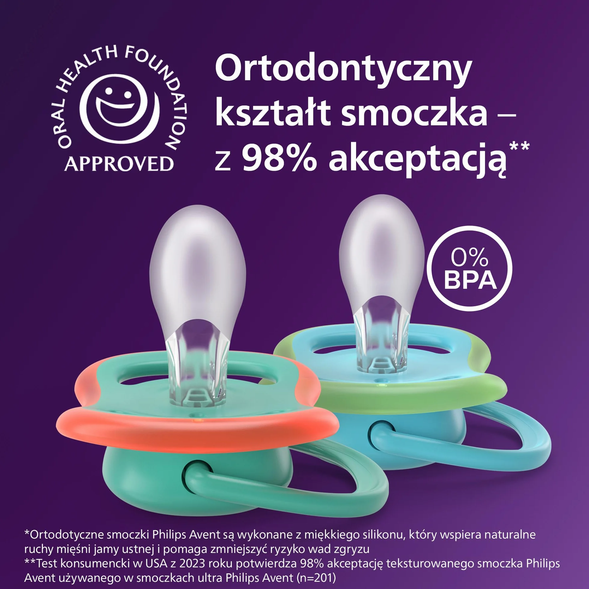 Philips Avent Ultra Air Day & Night Smoczki — ortodontyczny smoczek dla dzieci w wieku 6-18 miesięcy, wersja świecąca w ciemności, symetryczna miękka silikonowa końcówka, bez BPA, 4 sztuki, SCF087/27
