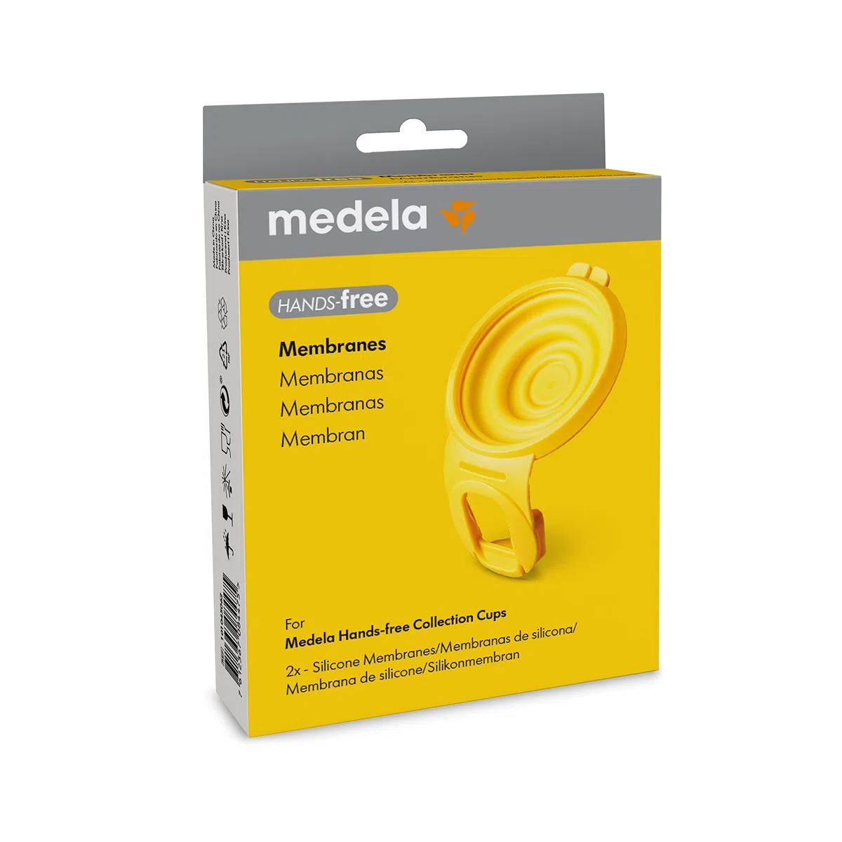 Medela Membrany bez użycia rąk, 2 membrany silikonowe, akcesoria do ekstraktorów Medela, akcesoria do kubków do zbierania mleka bez użycia rąk