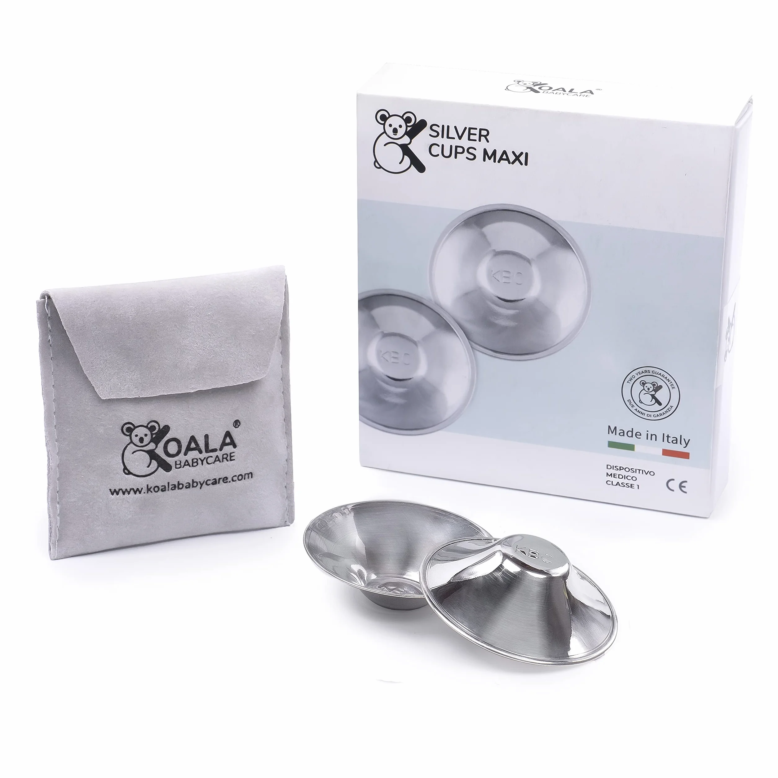 Osłonki na brodawki Koala Babycare Silver Cup MAXI, ze srebra trójaminianowego, bez niklu, wyrób medyczny klasy 1