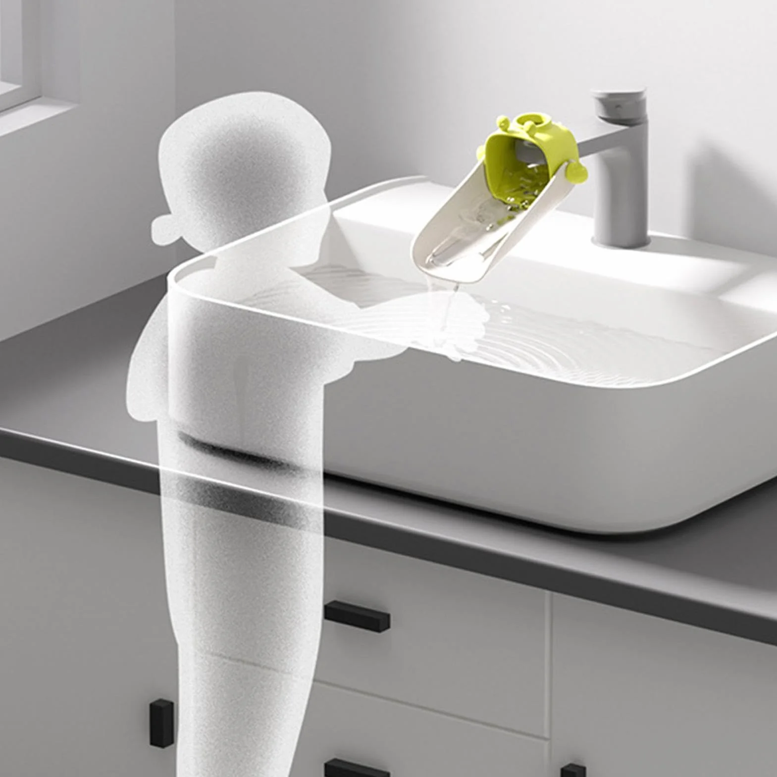 Sink Spout Extender for Faucet, Adjustable Faucet Attachment, Safety Hand Wash Helper, Flexible Angle Design, Easy Installation, Kitchen, Bathroom, and School Use
