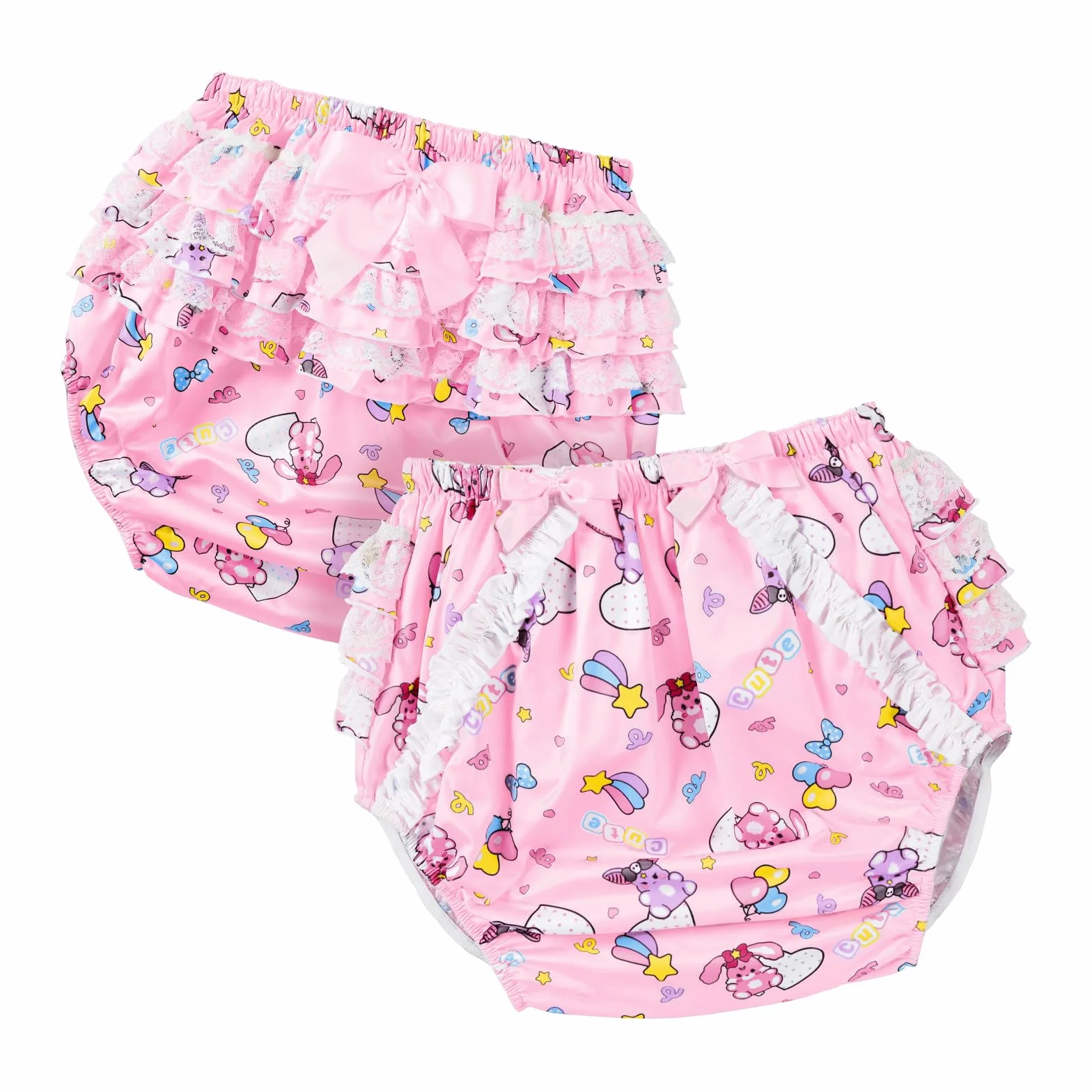 LittleForBig Jedwabista wodoszczelna z koronką kokardka Baby Usagi & Bella różowa rozmiar M