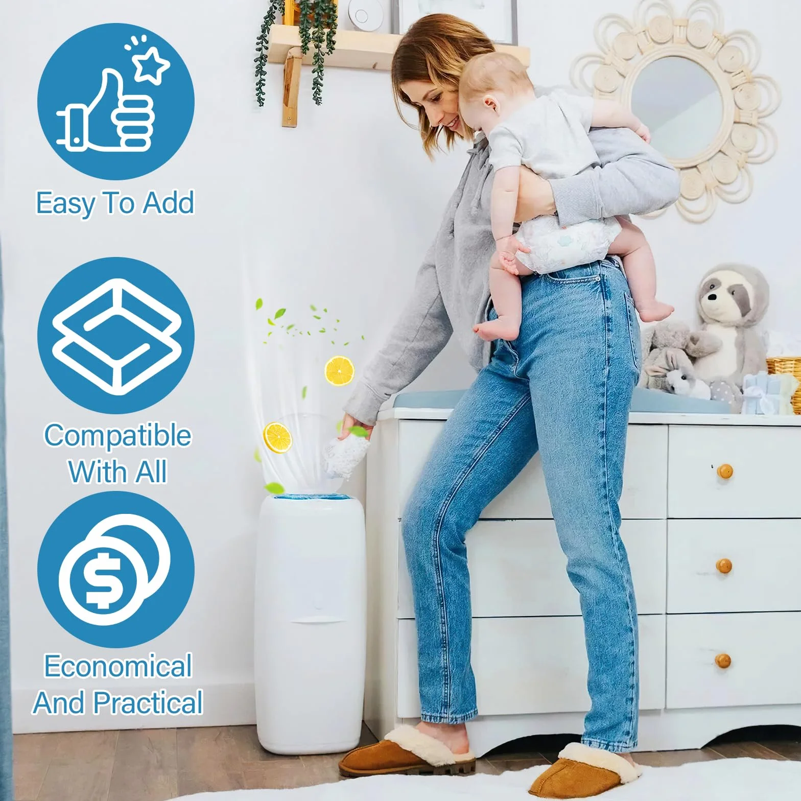 Angelcare kasety uzupełniające folia 4,5 m wiaderko na pieluchy niebieskie