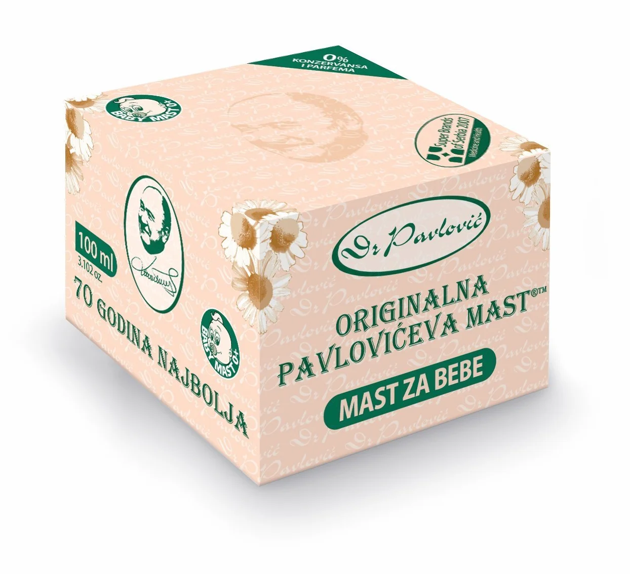 6 x oryginalny Dr. Pavlovic Baby Cream - leczenie odparzeń pieluszkowych, nawilżanie skóry suchej, maść do pielęgnacji skóry niemowląt z rumiankiem (6 x 100 ml) (dziecko, 6)