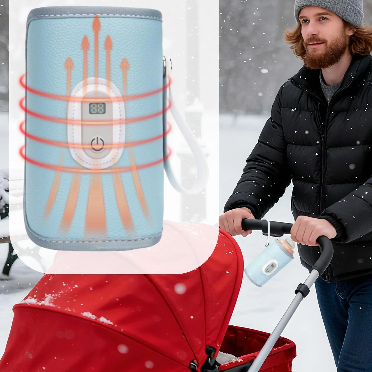 Podgrzewacz do butelek dla niemowląt – termos ze stałą temperaturą – podgrzewacz do mleka matki z cyfrowym wyświetlaczem – dla mamy, taty, rodziców, domu, pokoju dziecięcego, długa podróż