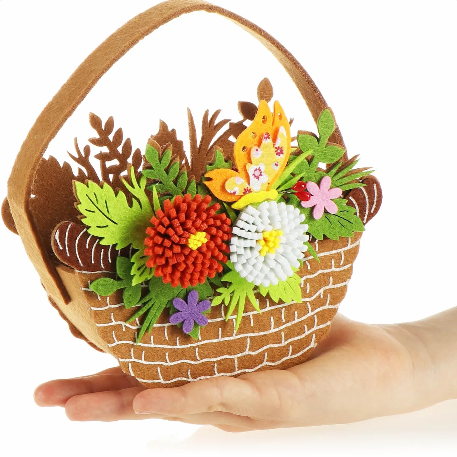 COM-FOUR® 3x Koszyczek wielkanocny z filcu - koszyczek do wypelnienia - filcowa torebka do rozdania - gniazdko wielkanocne w jasnych kolorach (3 kieszenie - 16x12cm)