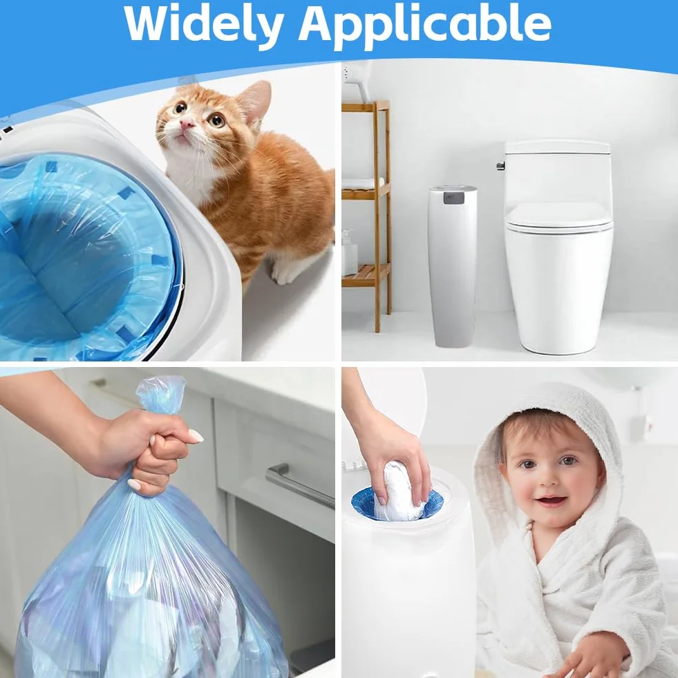 Pojemniki na pieluchy 6 sztuk, folia uzupełniająca 4,5 m, kompatybilne z Angelcare, Tommee Tippee, Spross, LitterLocker, niebieski