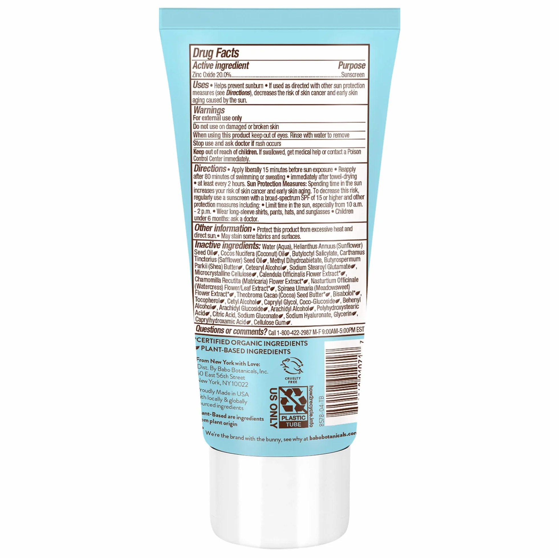 Babo Botanicals Baby Skin Spf 50 Mineral Sheer & Gentle Sunscreen Fragrance Free Lotion, 3 Fl Oz, Unscented, 3 unce Fluid Ounce