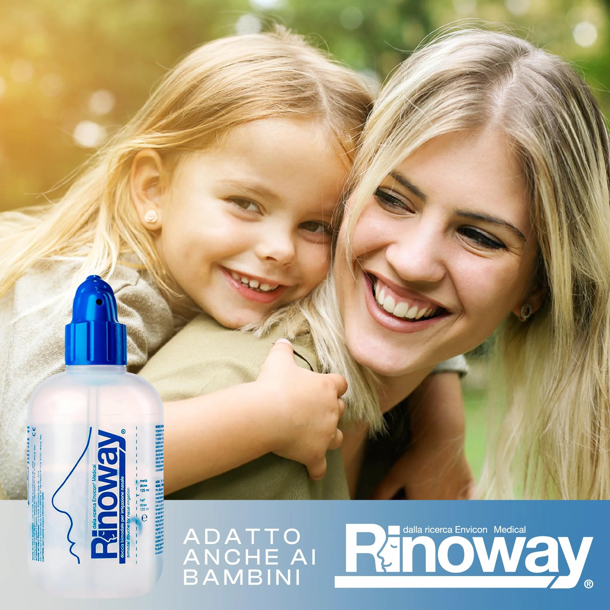 Zestaw do płukania nosa Rinoway - Neti Pot - Butelka do płukania zatok 250 ml z dwiema dyszami do ciśnieniowego, kropelkowego lub nebulizowanego płukania nosa. Dla dorosłych, niemowląt i dzieci.