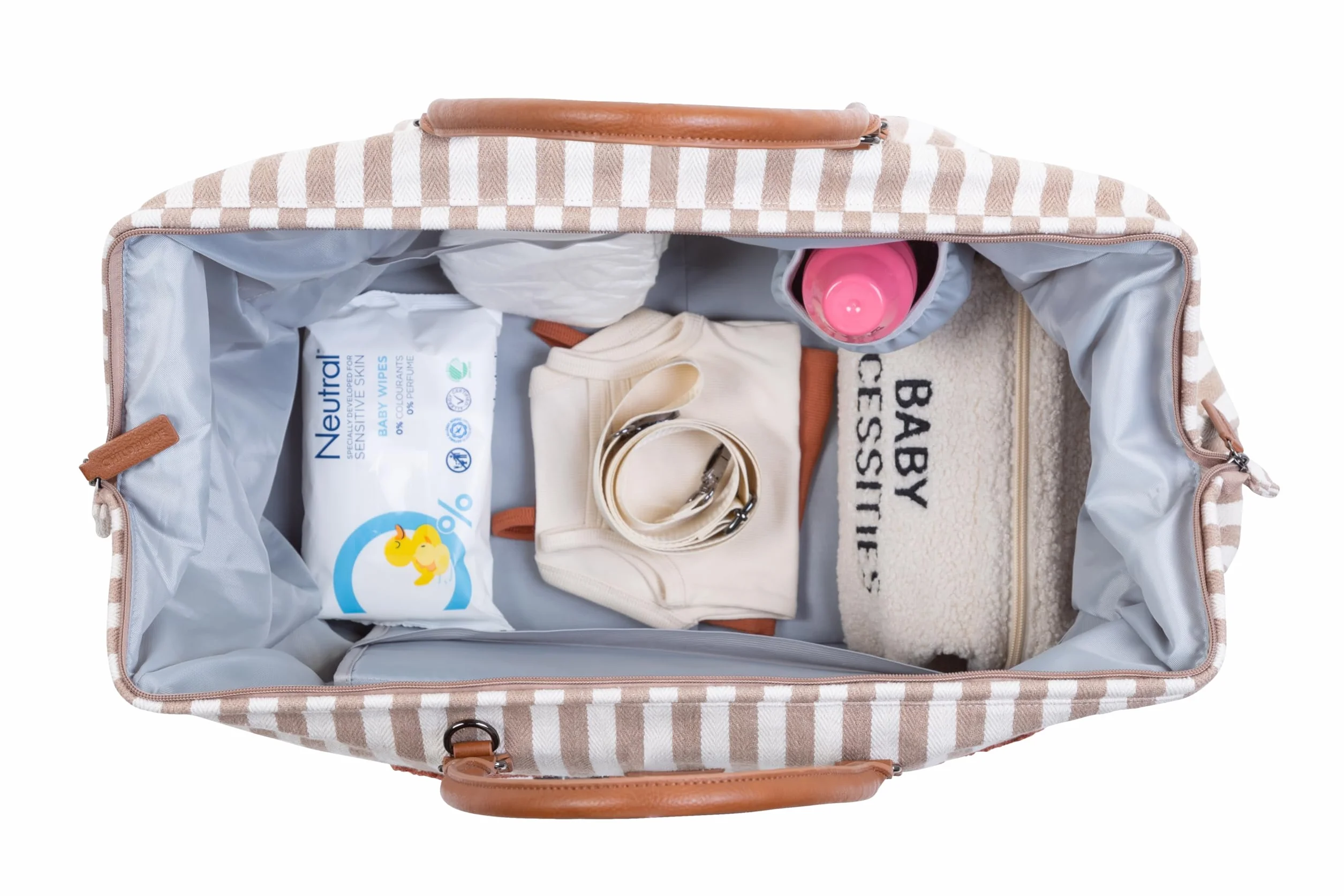 CHILDHOME, Mommy Bag, torba na pieluchy, dla kobiet w ciąży, torba podróżna, duża pojemność, mata do przewijania, regulowany pasek na ramię, izolowana kieszeń, przejście na walizkę, paski terakota