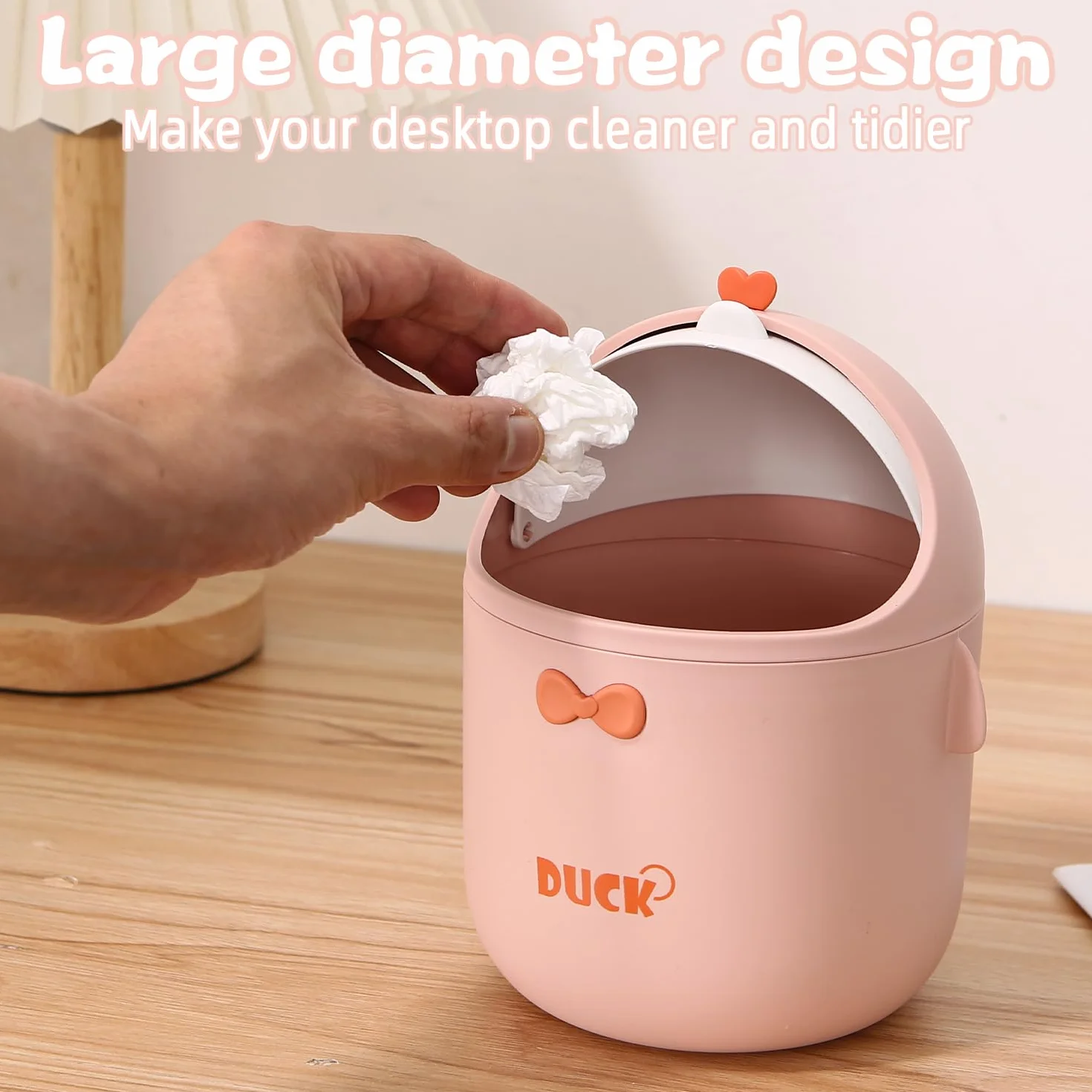 Huifoo Mini Kosz na Śmieci z Pokrywką - Słodka Dekoracja Kawaii, Pudełko do Przechowywania do Biura, Pokoju Dziecięcego, Toaletki, Salonu