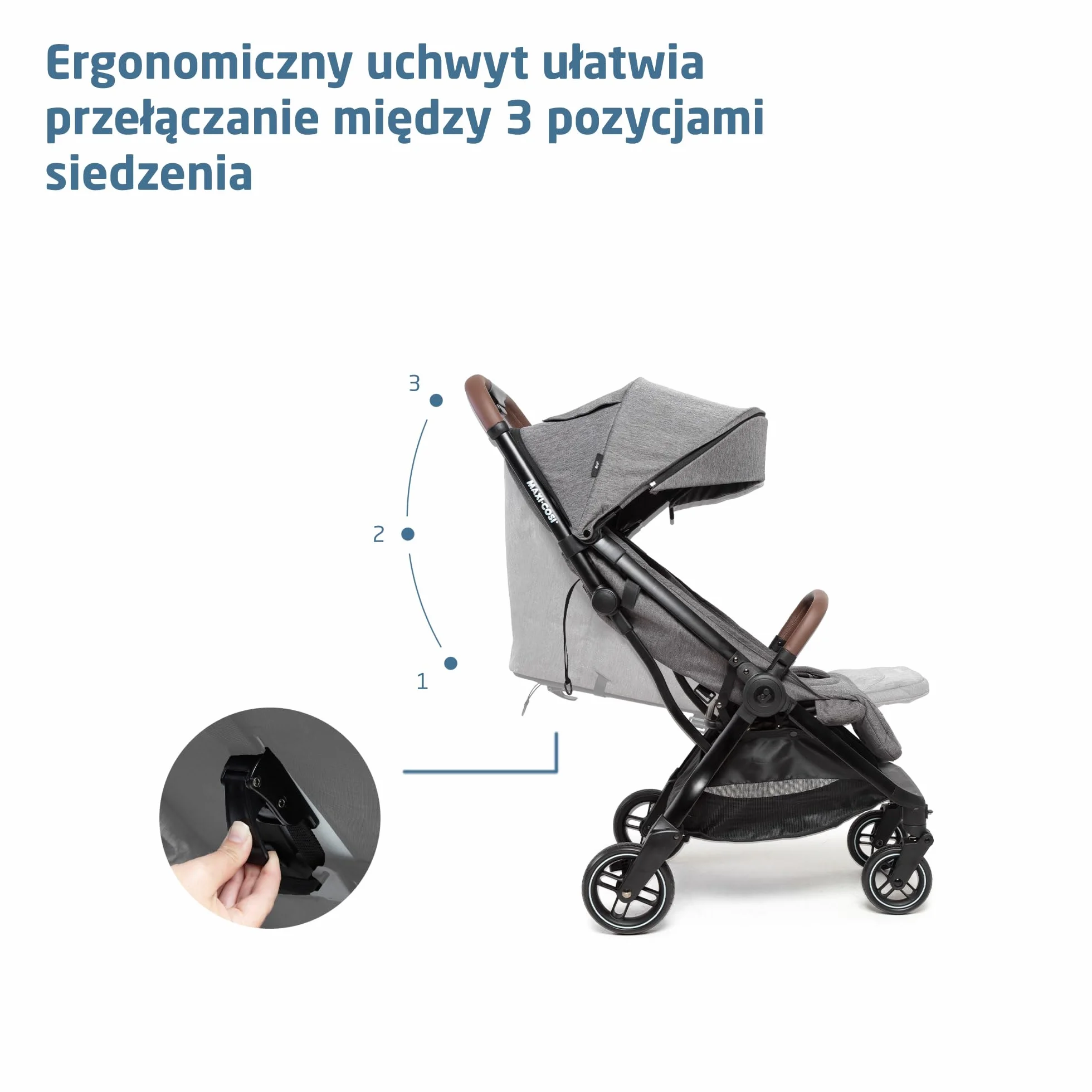Maxi-Cosi Eva3 Wózek 0-4 Lat 0-22 Kg Lekki Kompaktowy Rozkładanie Leżącej Select Grey