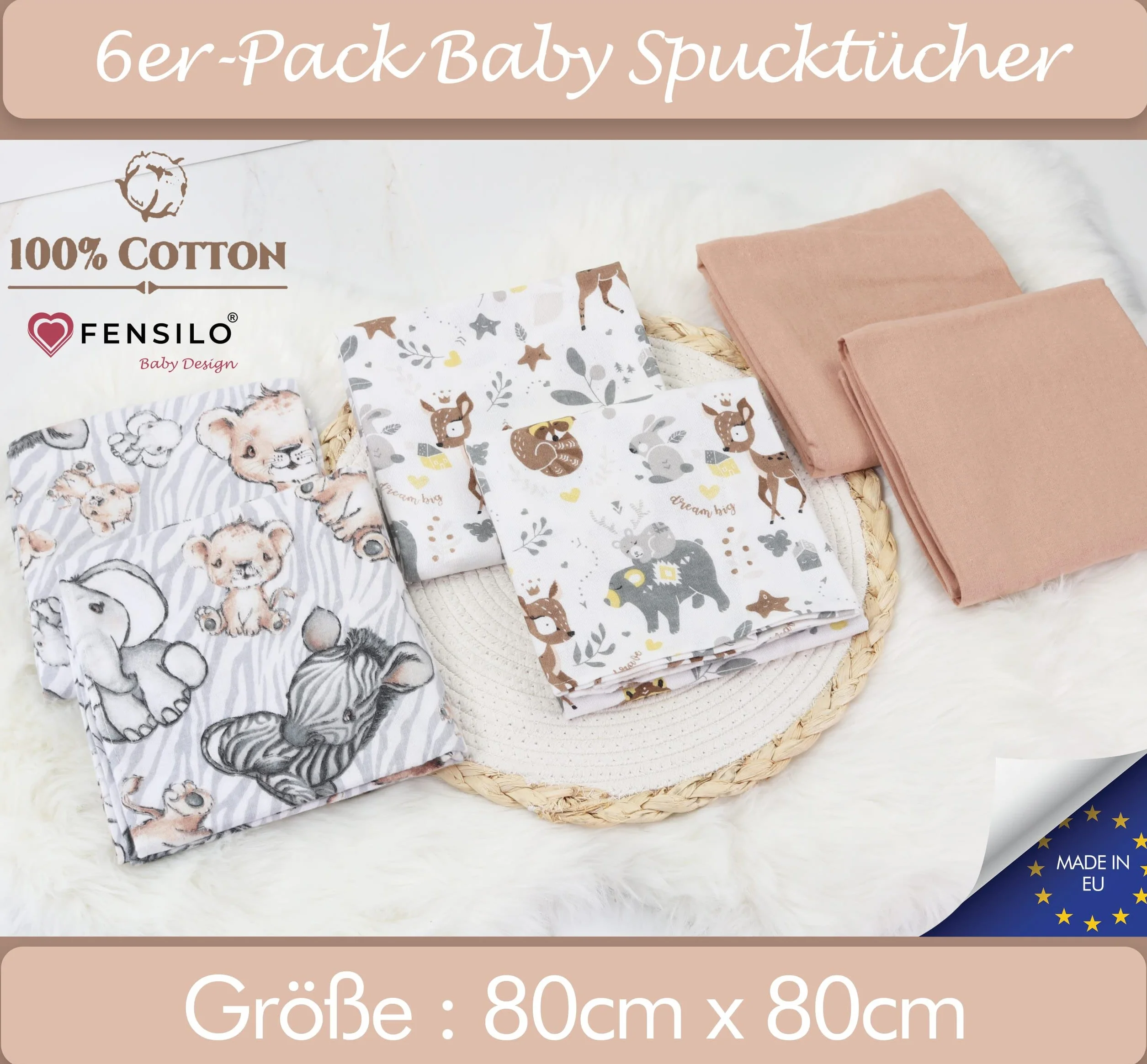 Chusteczki Molton 5 szt. 80x80 cm 100% bawełna flanelowe pieluchy dla dziecka