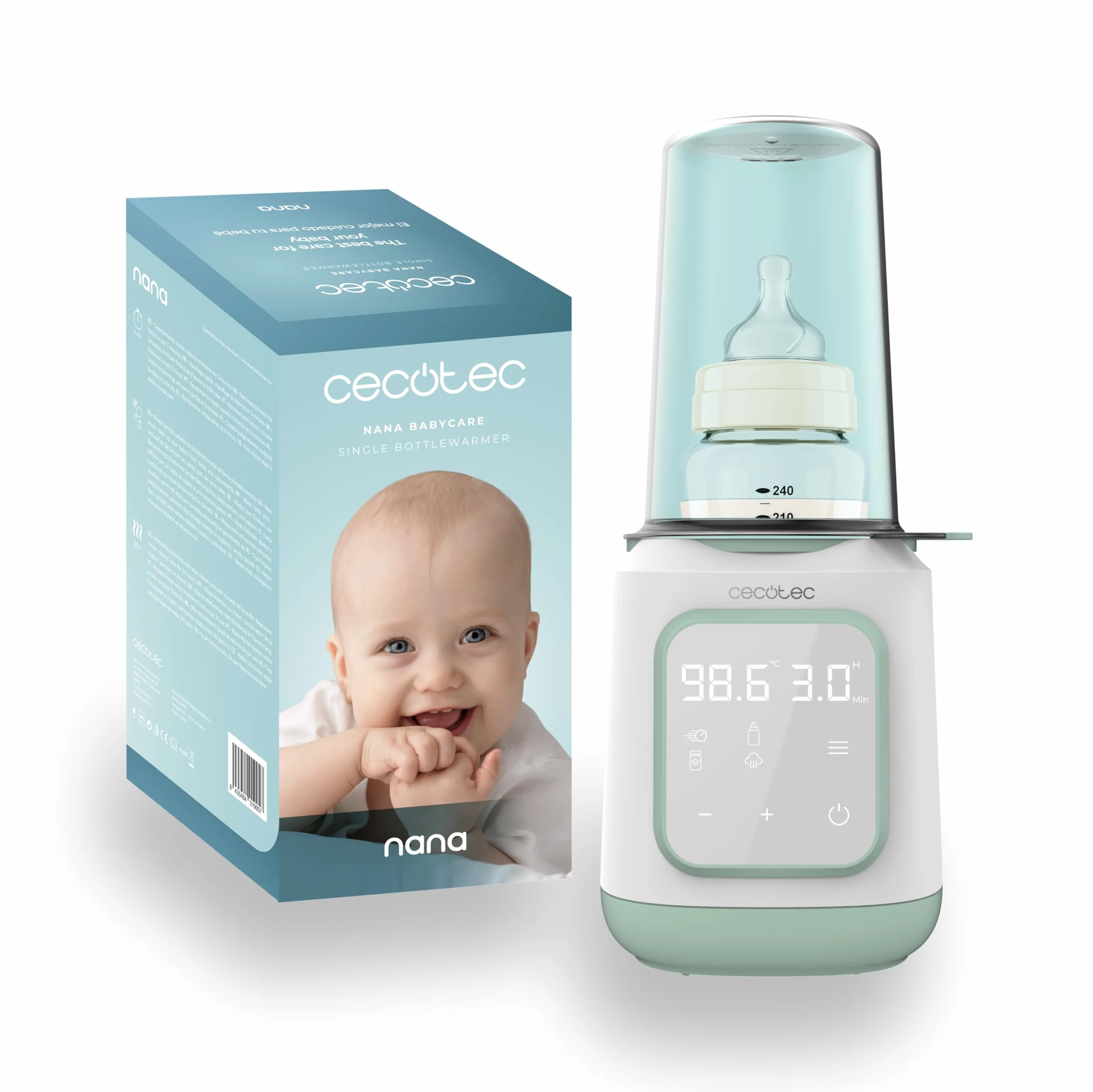 Cecotec Podgrzewacz do butelek Nana BabyCare Single BottleWarmer, 4 tryby, nie zawiera BPA