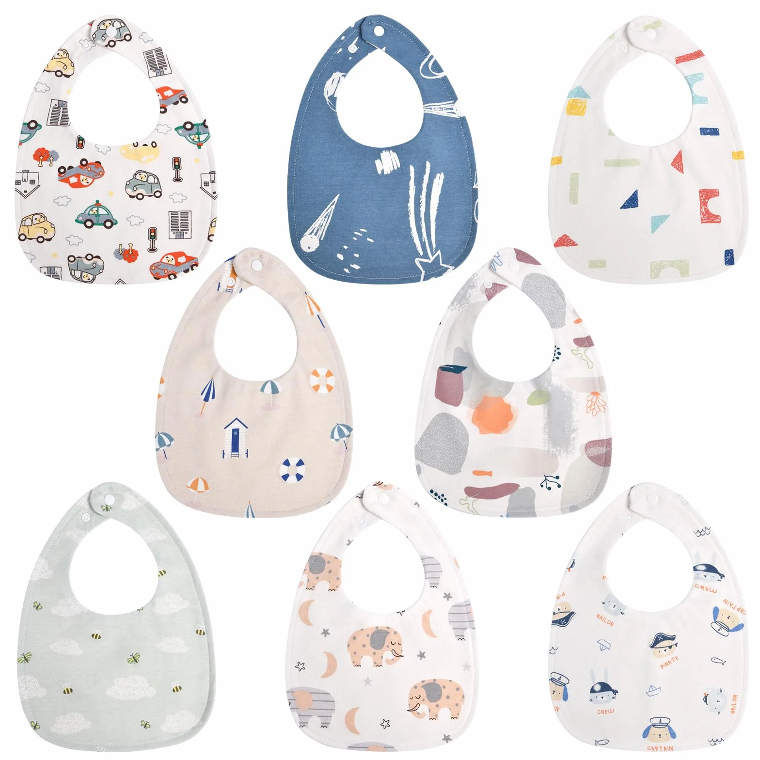 Vicloon Śliniaki dla niemowląt, śliniaki, Bandana dla niemowląt śliniaki, super chłonne, z regulowanymi zatrzaskami, zestaw śliniaków dla noworodków unisex w wieku 0-36 miesięcy