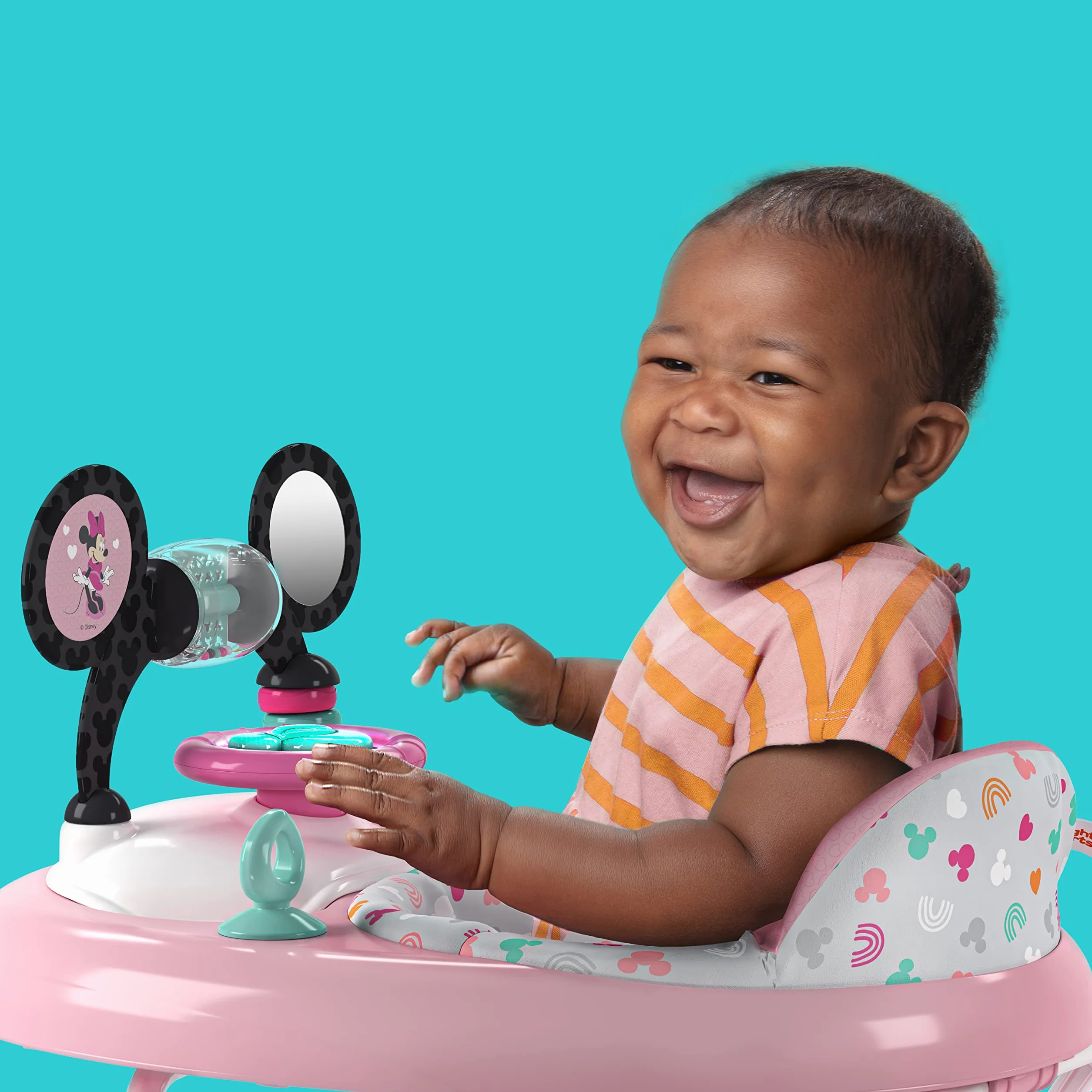 Bright Starts Disney Baby Minnie Forever Besties chodzik i centrum aktywności 2 w 1 oświetlenie muzyka regulowana wysokość od 6 miesięcy