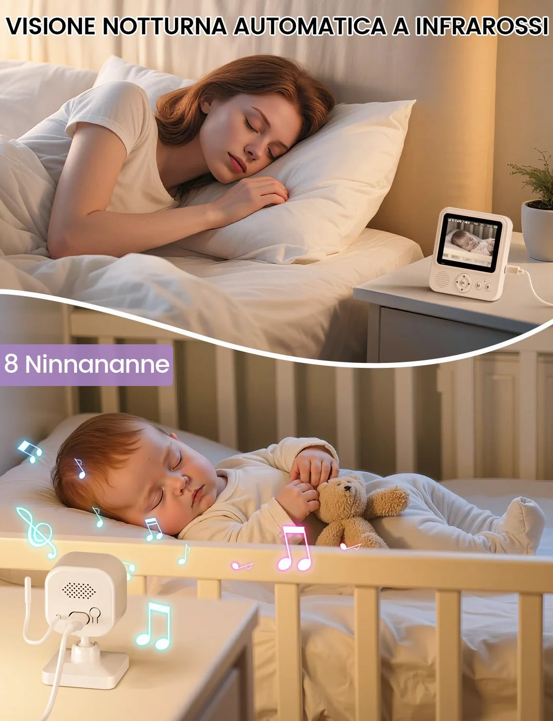 Babyphone z kamerą 2,8 cala 720P HD 2000 mAh monitor dla niemowląt noktowizor VOX