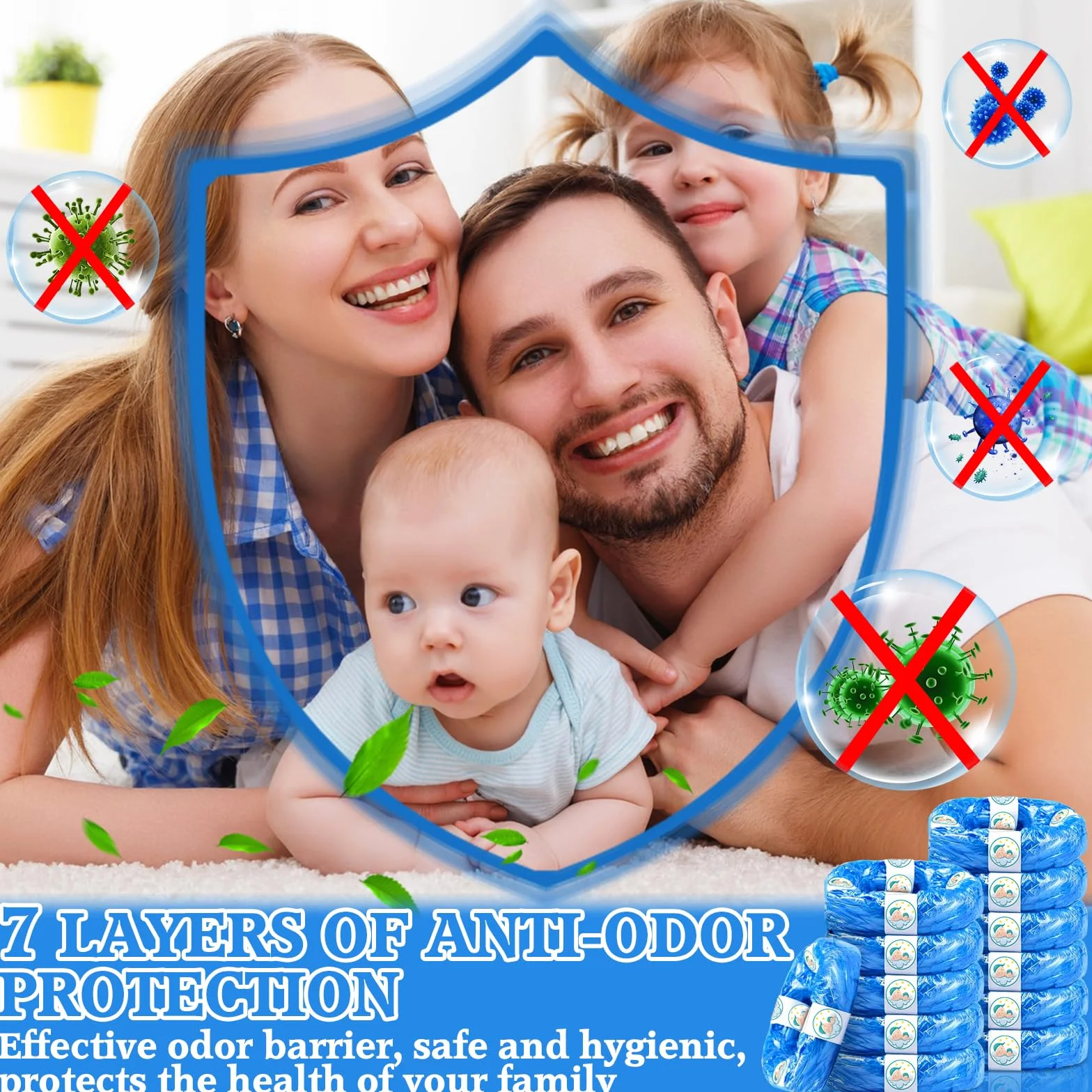 Ricarica Mangiapannolini 4,5 M Antiodore 12 Pezzi Blu