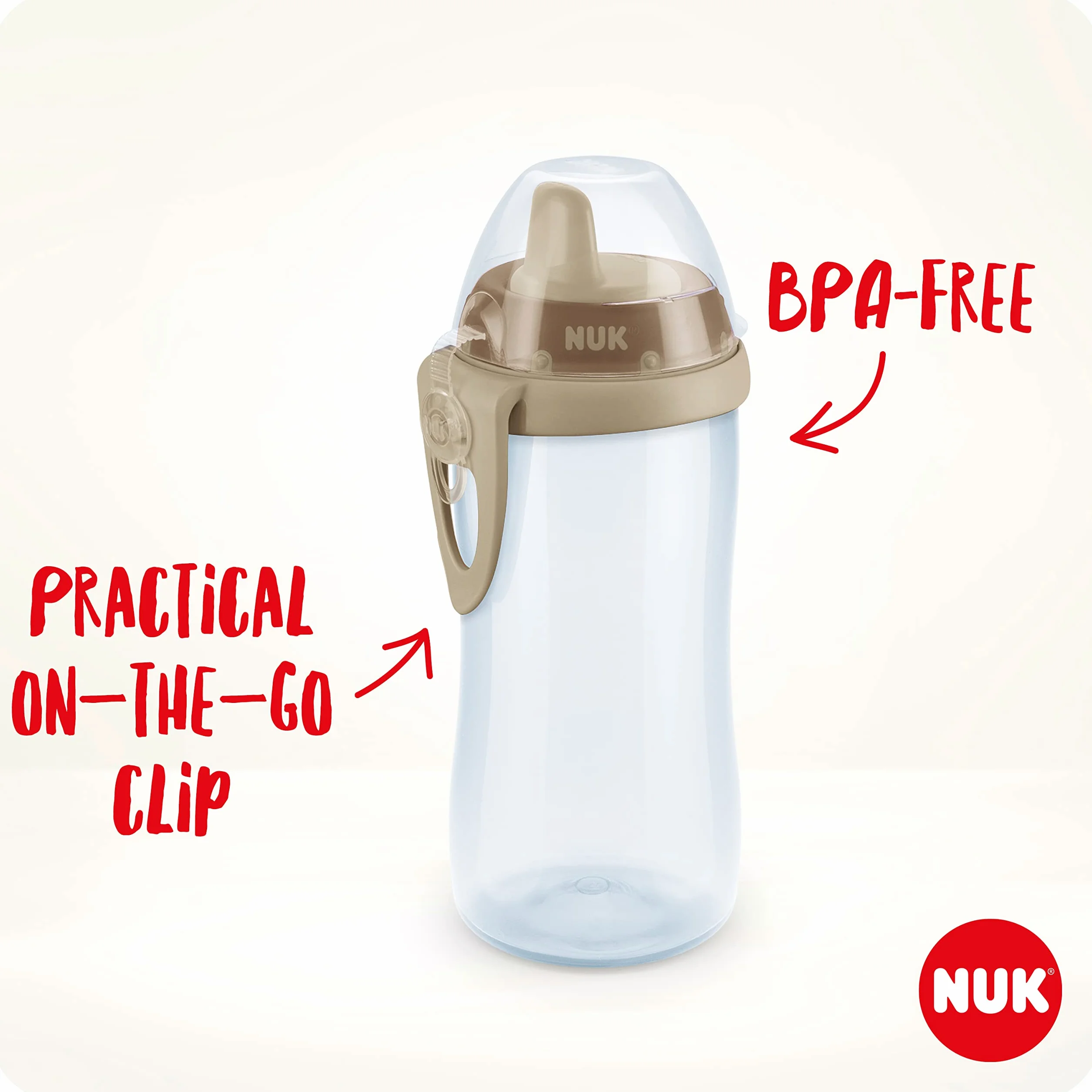 Kubek dla niemowlaka NUK Kiddy Cup Night | Od 12 miesiąca | 300 ml | Szczelny i utwardzany dzióbek do picia | Fosforyzujący kolor | Klips i ochronna przykrywka | Nie zawiera bisfenolu A | Fioletowy