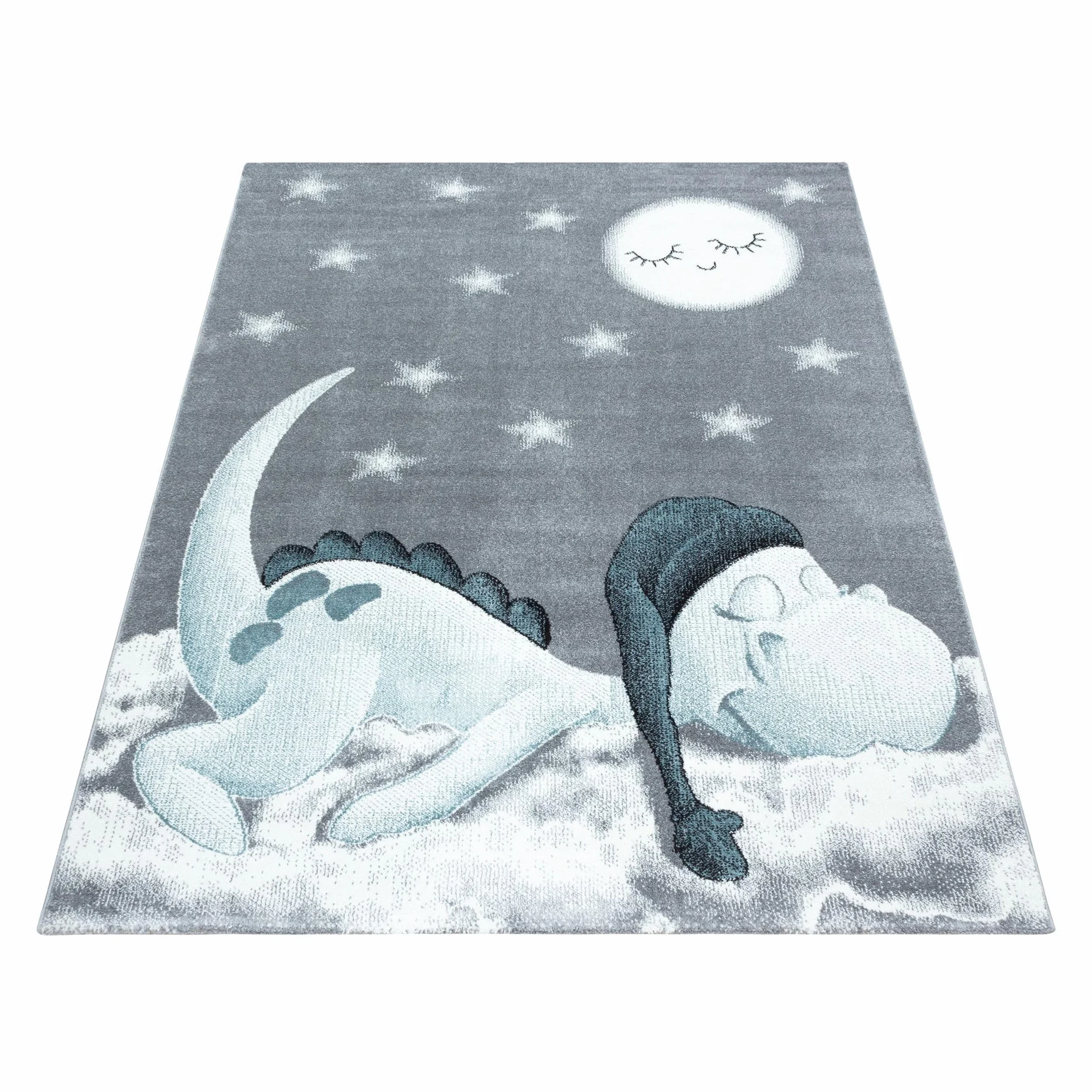Carpetsale24, Dywan dziecięcy niebieski 160x230 cm z krótkim włosiem, ładny wzór dinozaura, dywan do pokoju dziecięcego dla dziewczynek i chłopców, antyalergiczny - dywan do pokoju niemowlaka