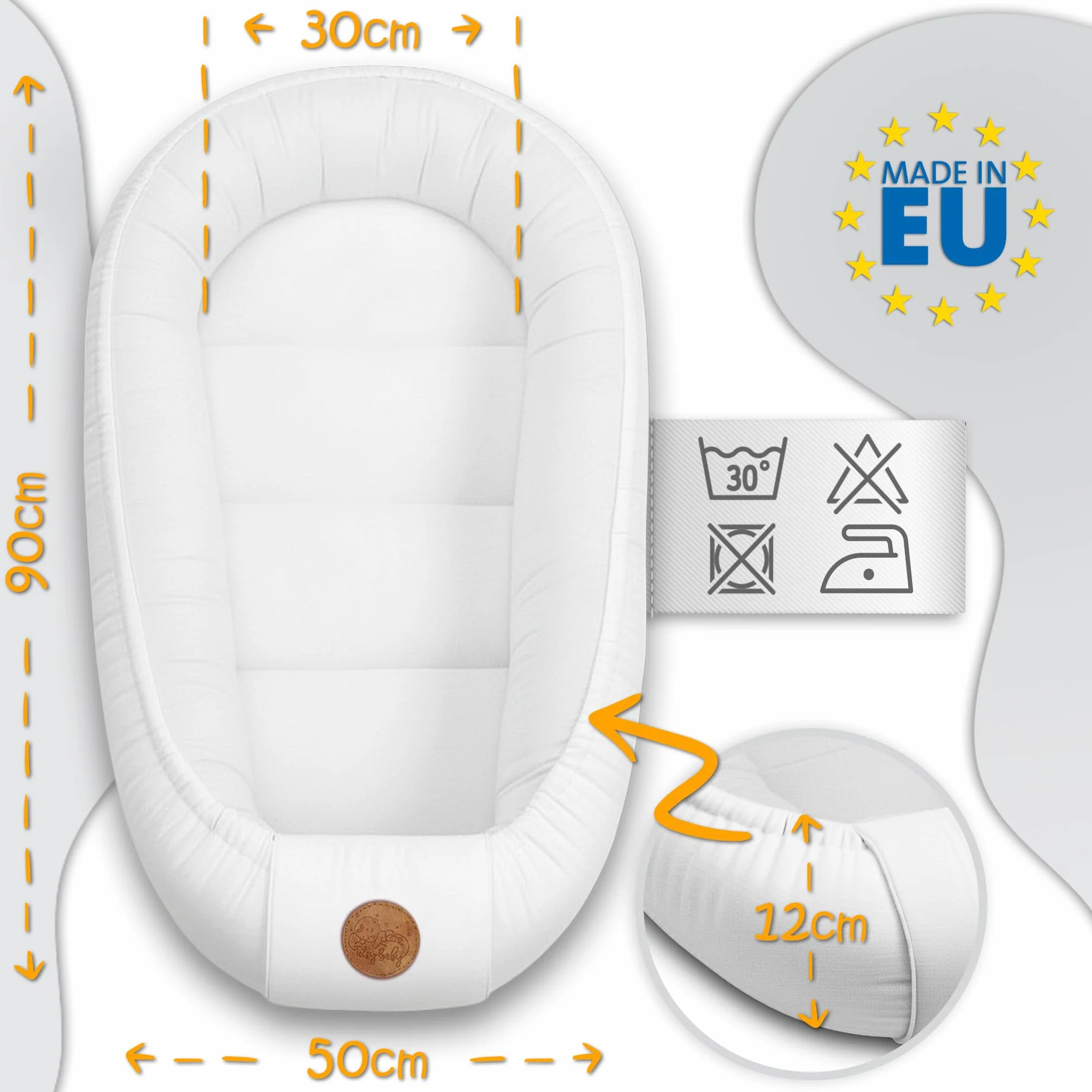 Babynest kokon noworodka 90x50 cm bawełniany ręcznie wykonany