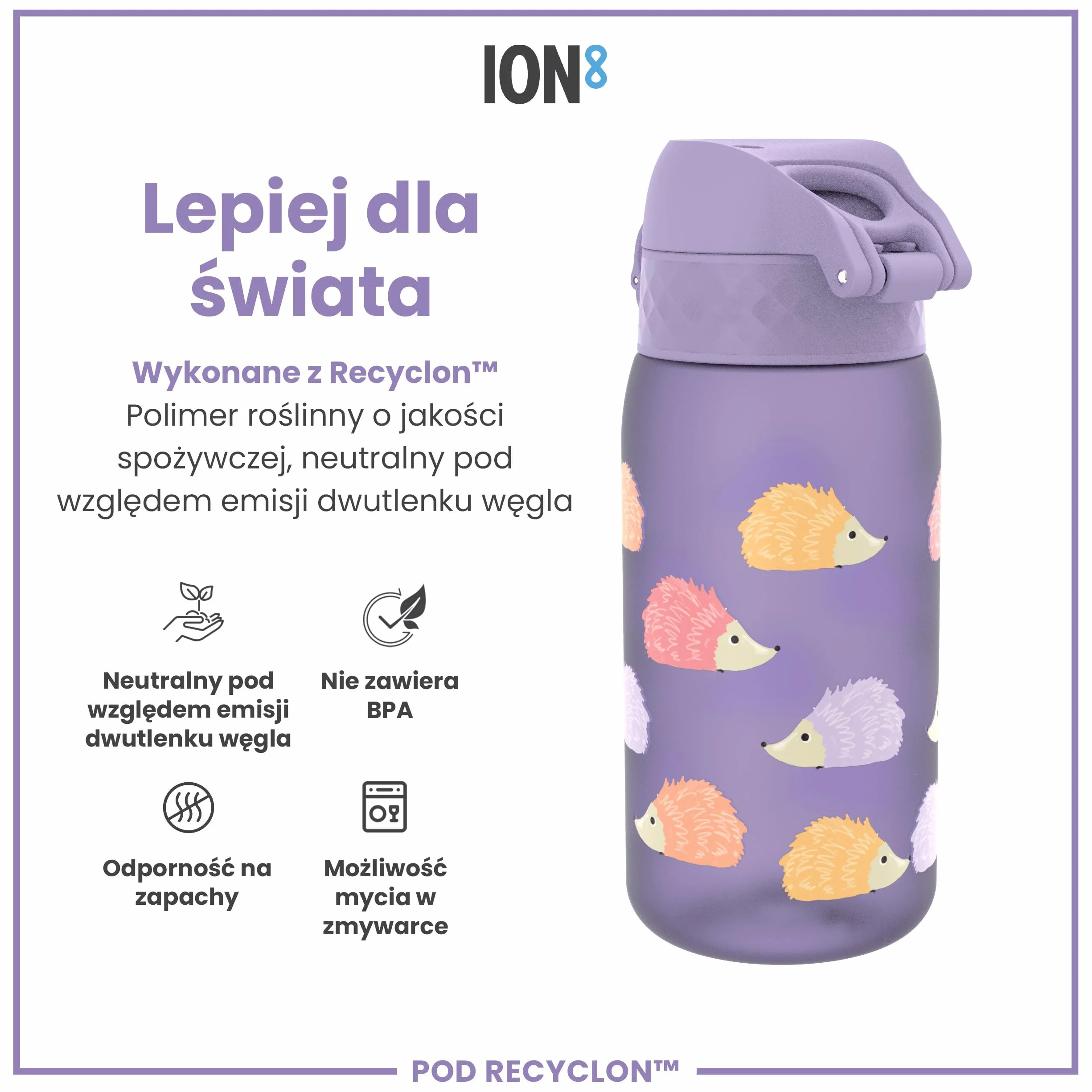 ION8 Butelka dla Dzieci 350 ml Szczelna Łatwa do Otwarcia Bezpieczny Zamek Bez BPA
